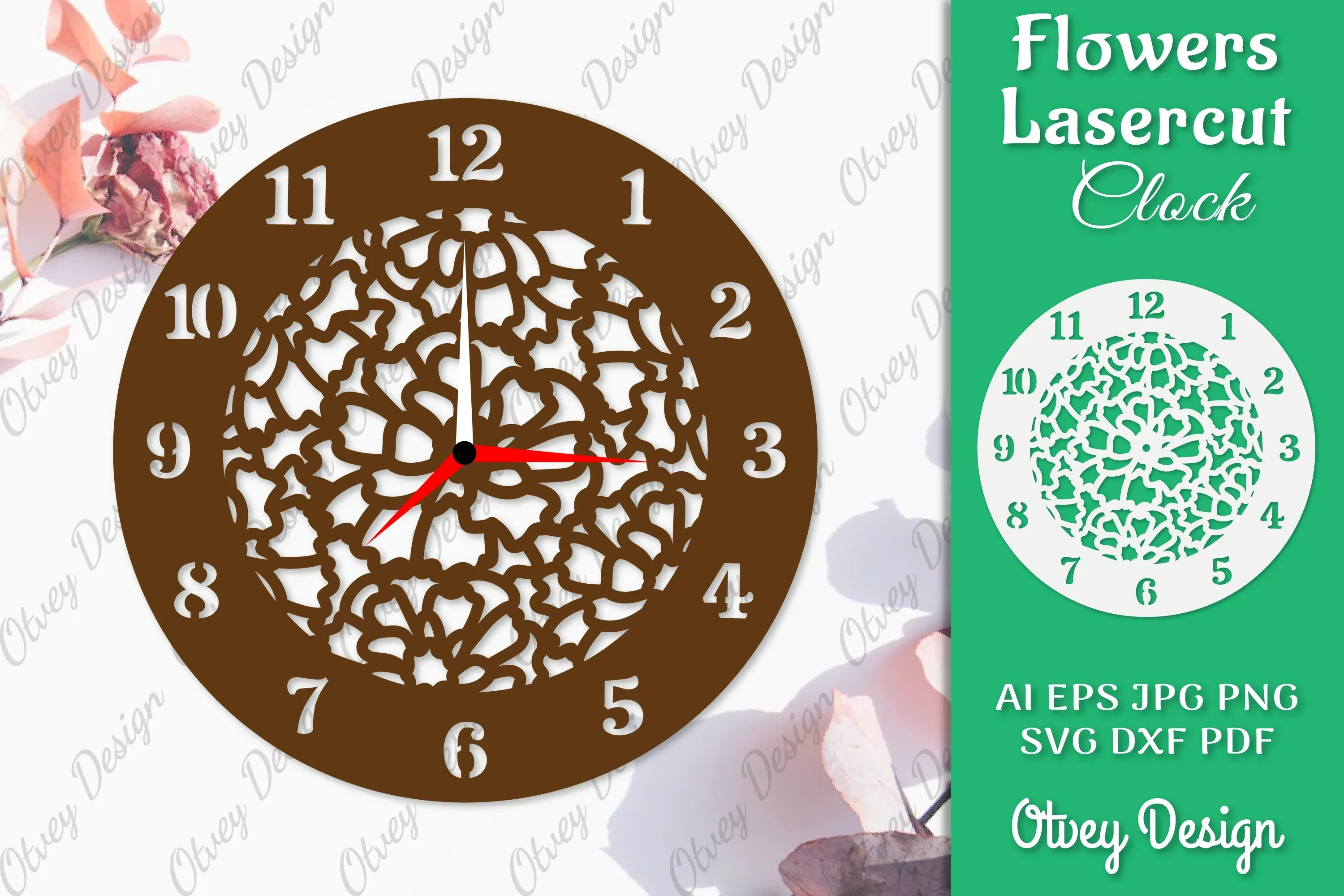 Flowers Clock SVG LaserCut SVG Bundle