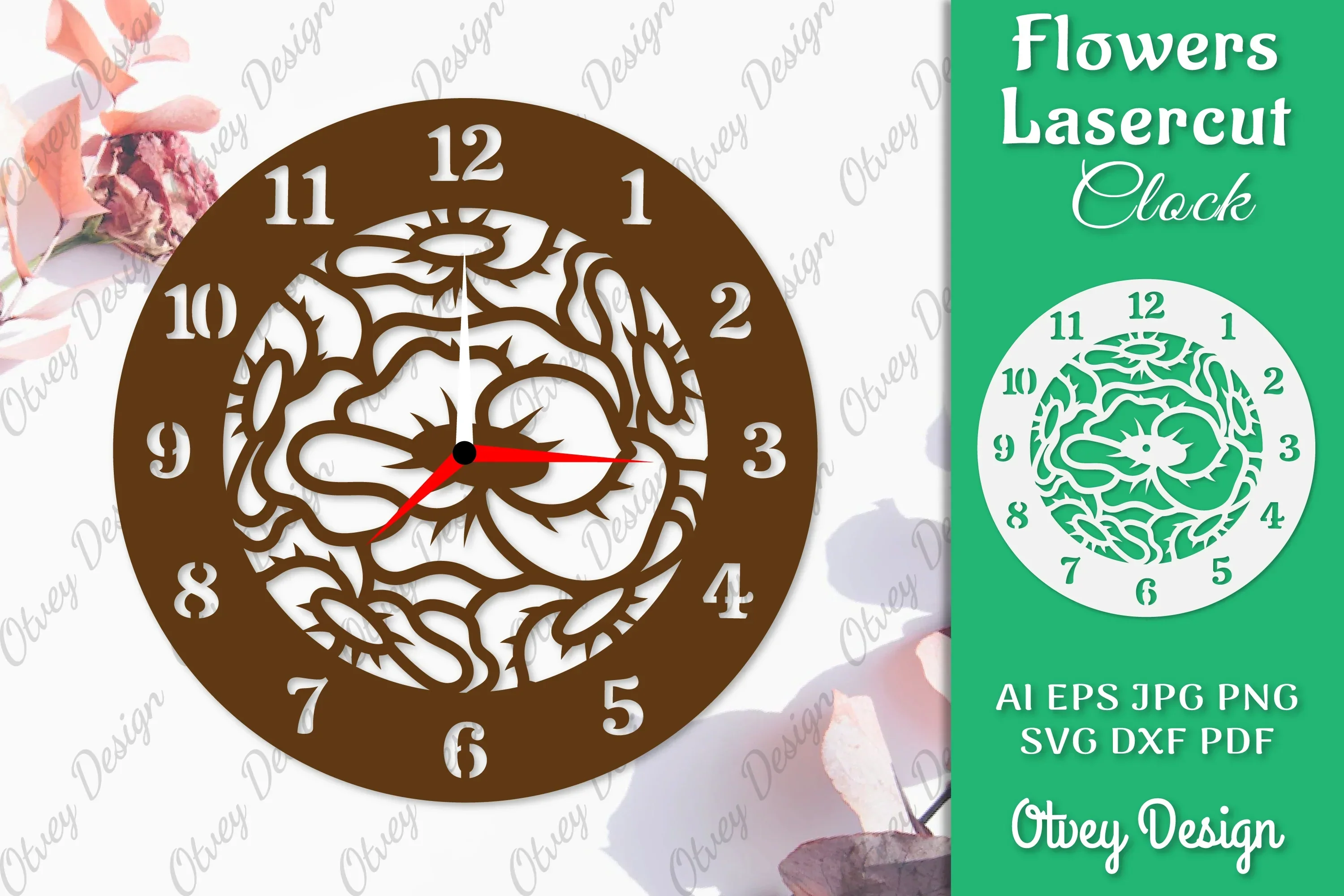 Flowers Clock SVG LaserCut SVG Bundle