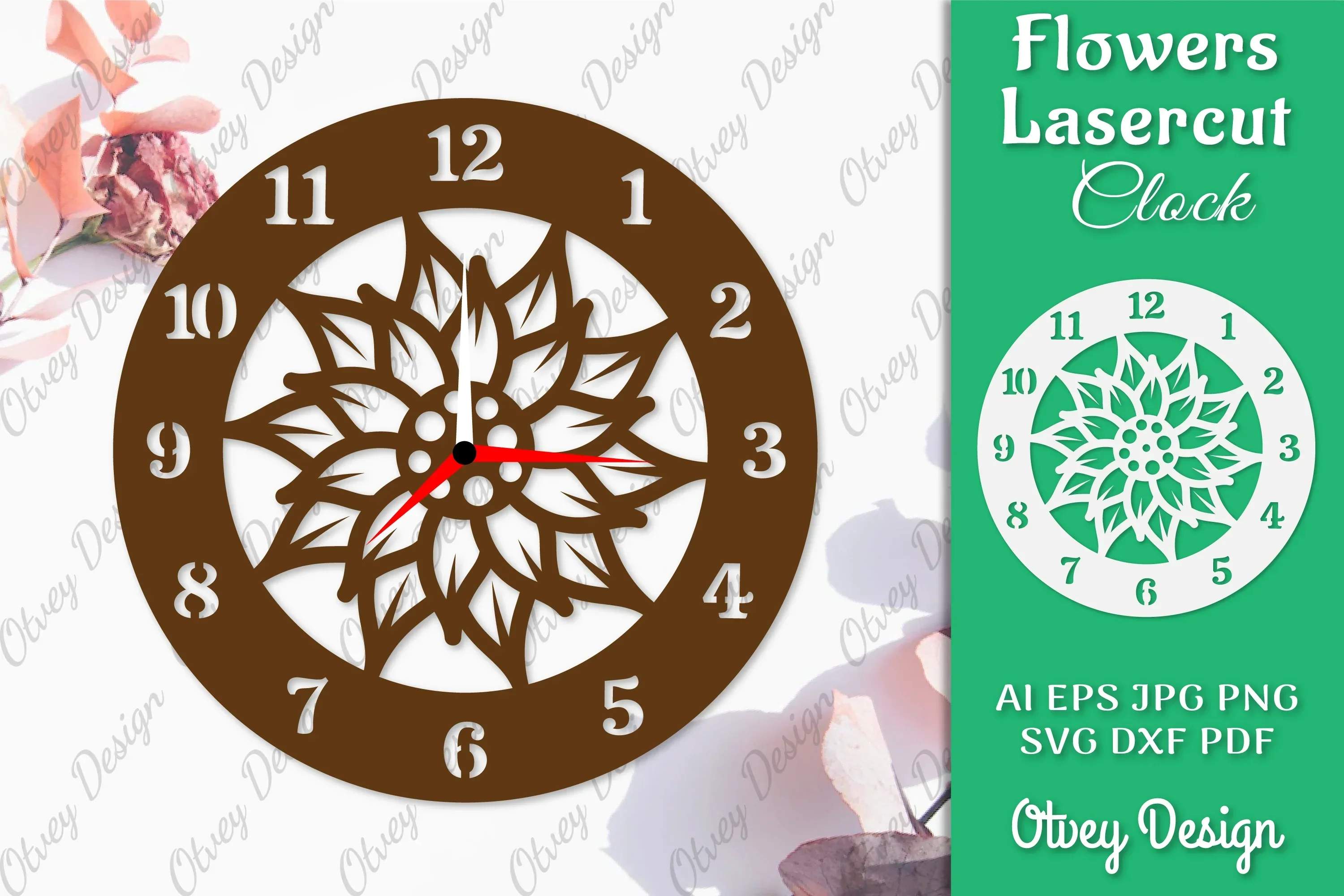 Flowers Clock SVG LaserCut SVG Bundle