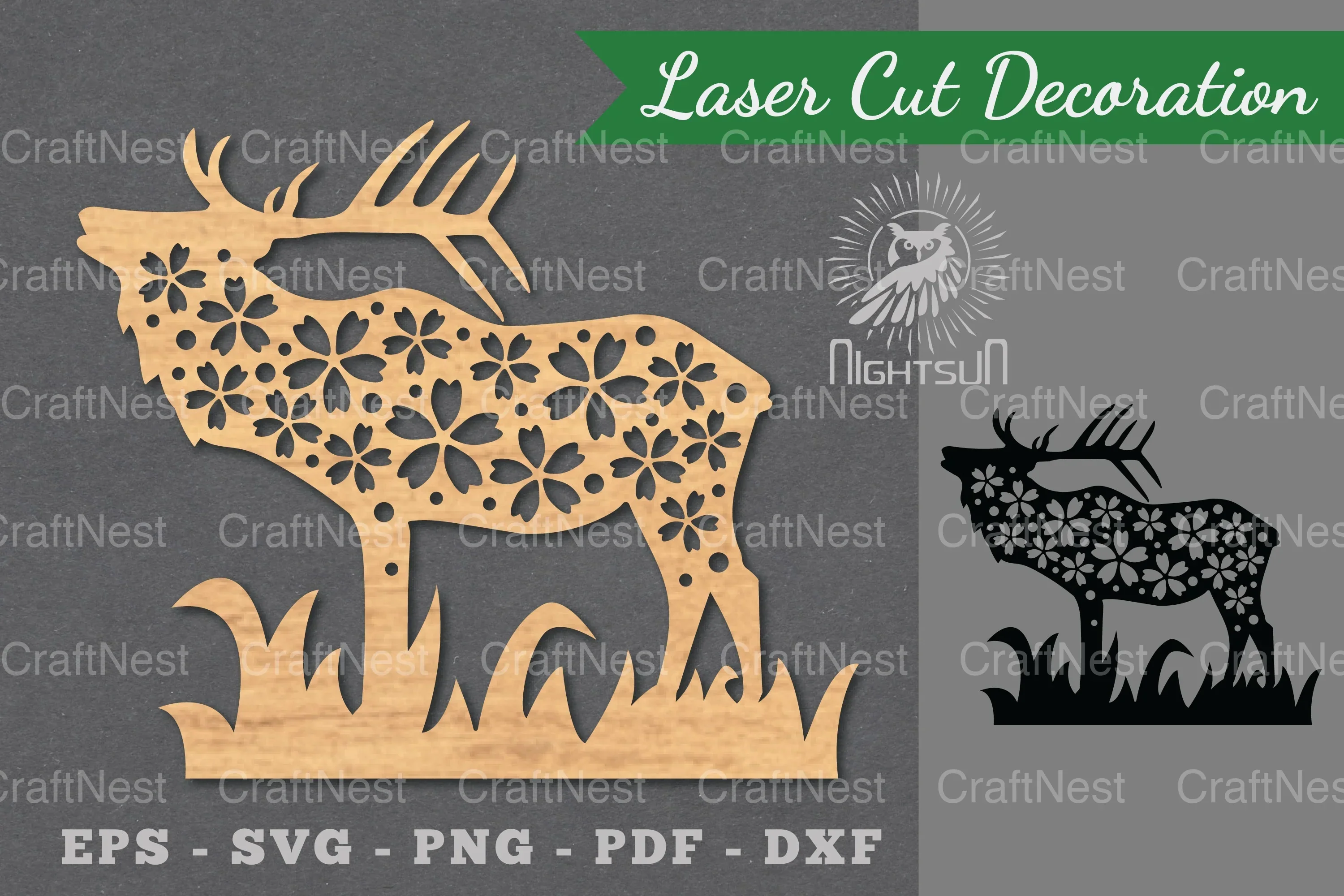 Flowers Deer Laser Cut Decoration Clipart Bundle