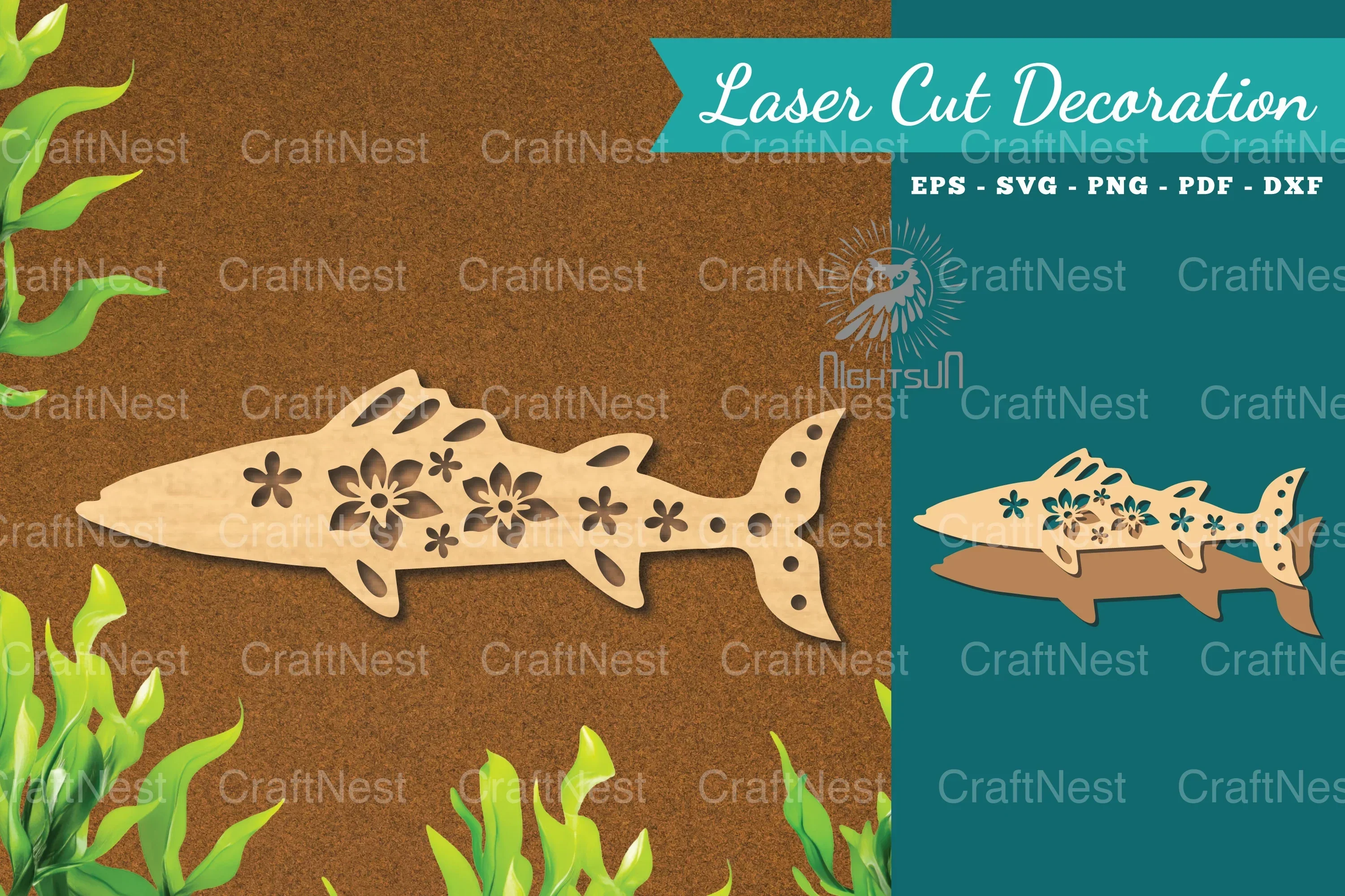 Flowers Fish Laser Cut Decoration Clipart Bundle