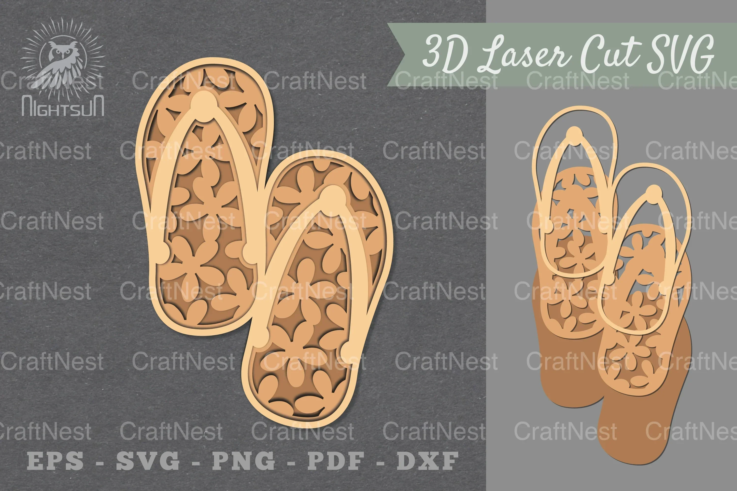 Flowers Flip Flop Lasercut Decoration Clipart Bundle