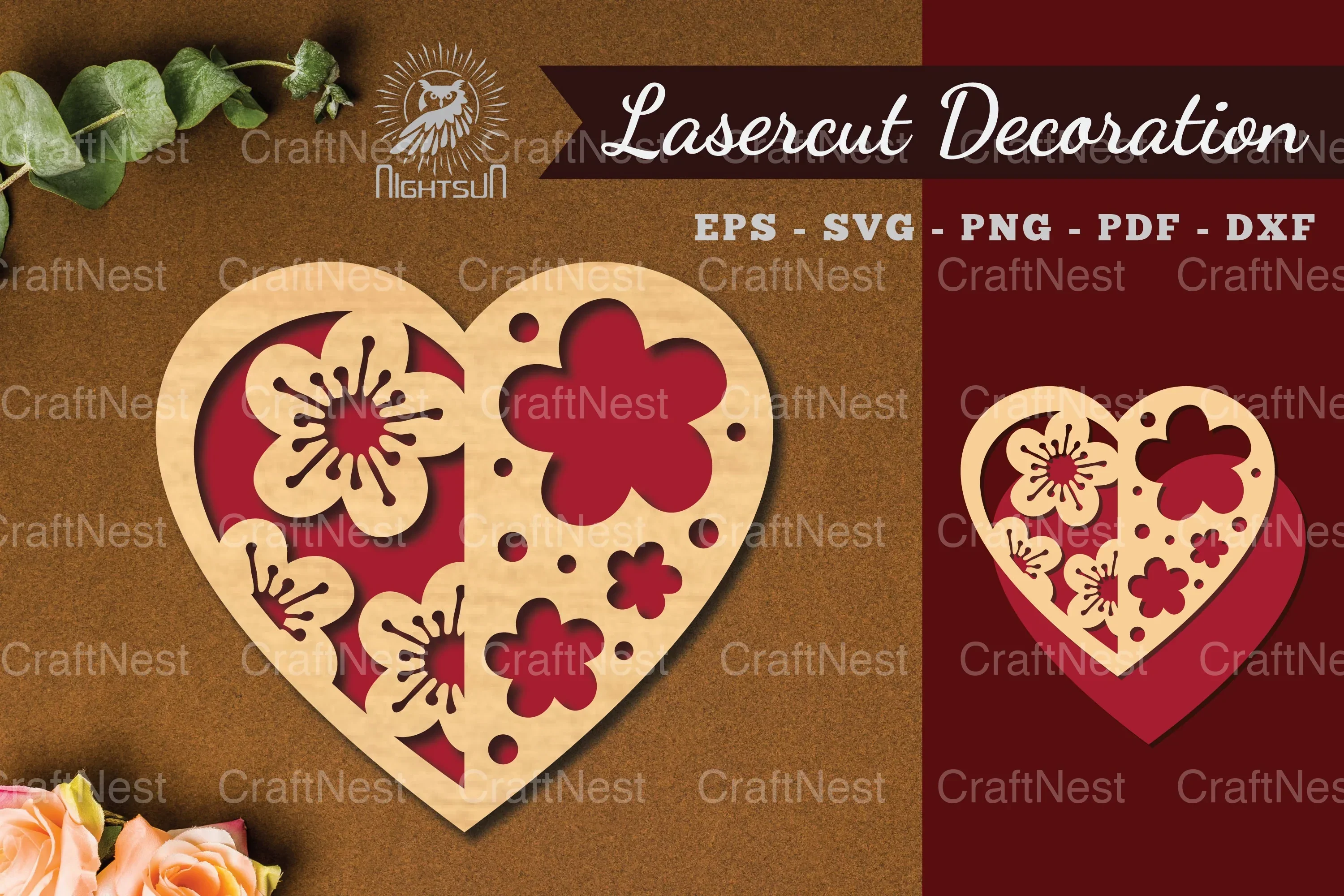 Flowers Heart Laser Cut Decoration Bundle