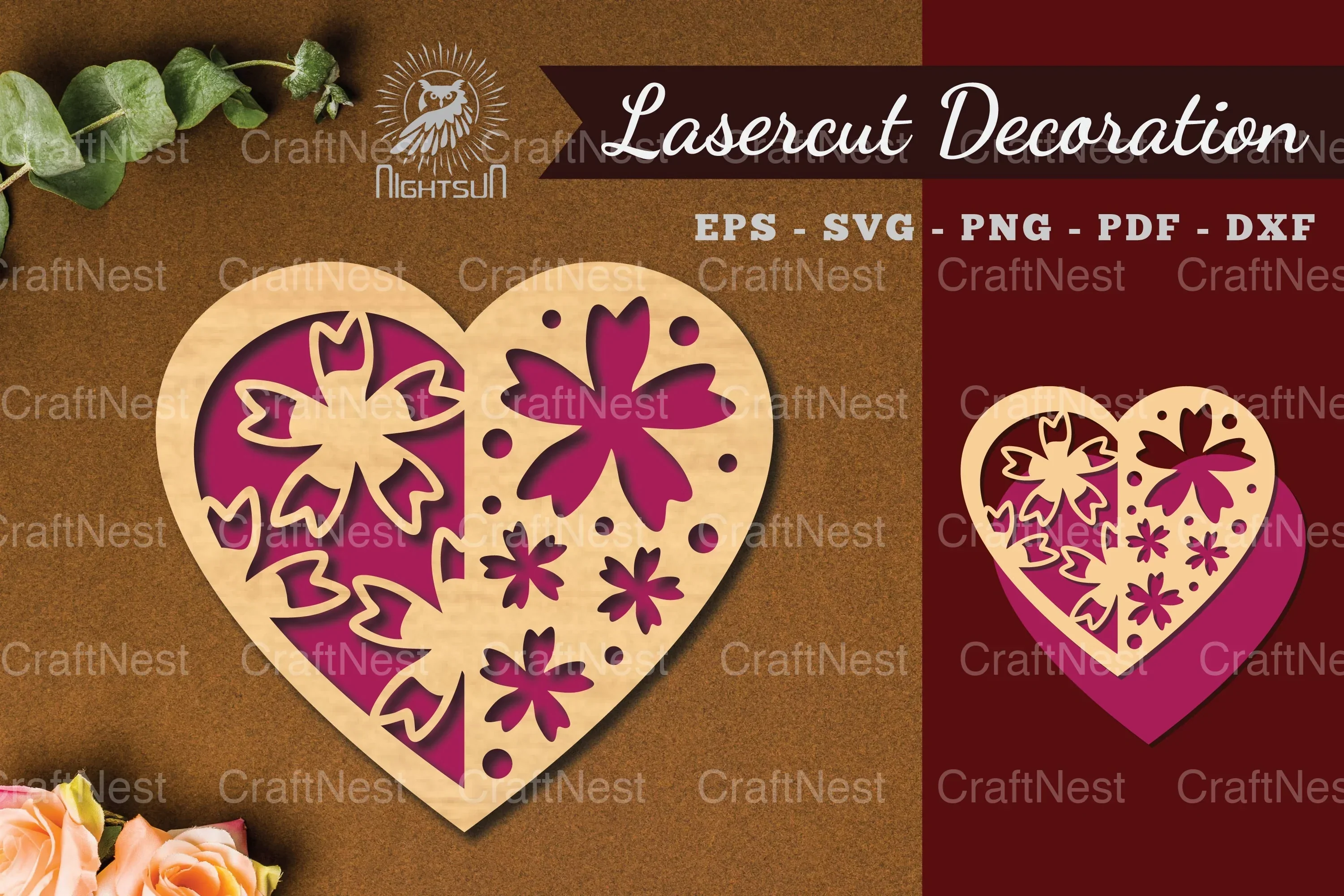 Flowers Heart Laser Cut Decoration Bundle