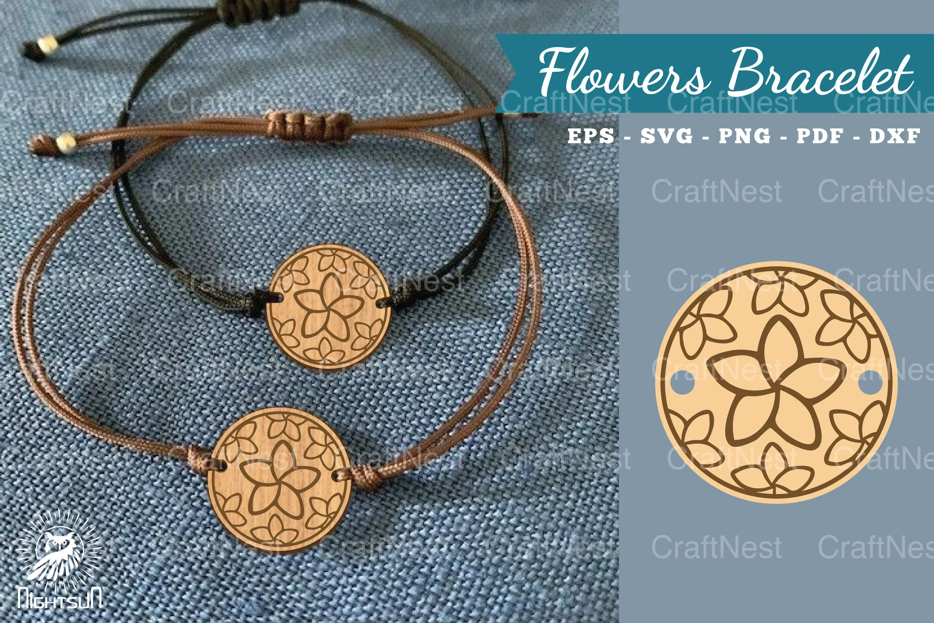 Flowers Laser Cut Bracelet SVG Bundle