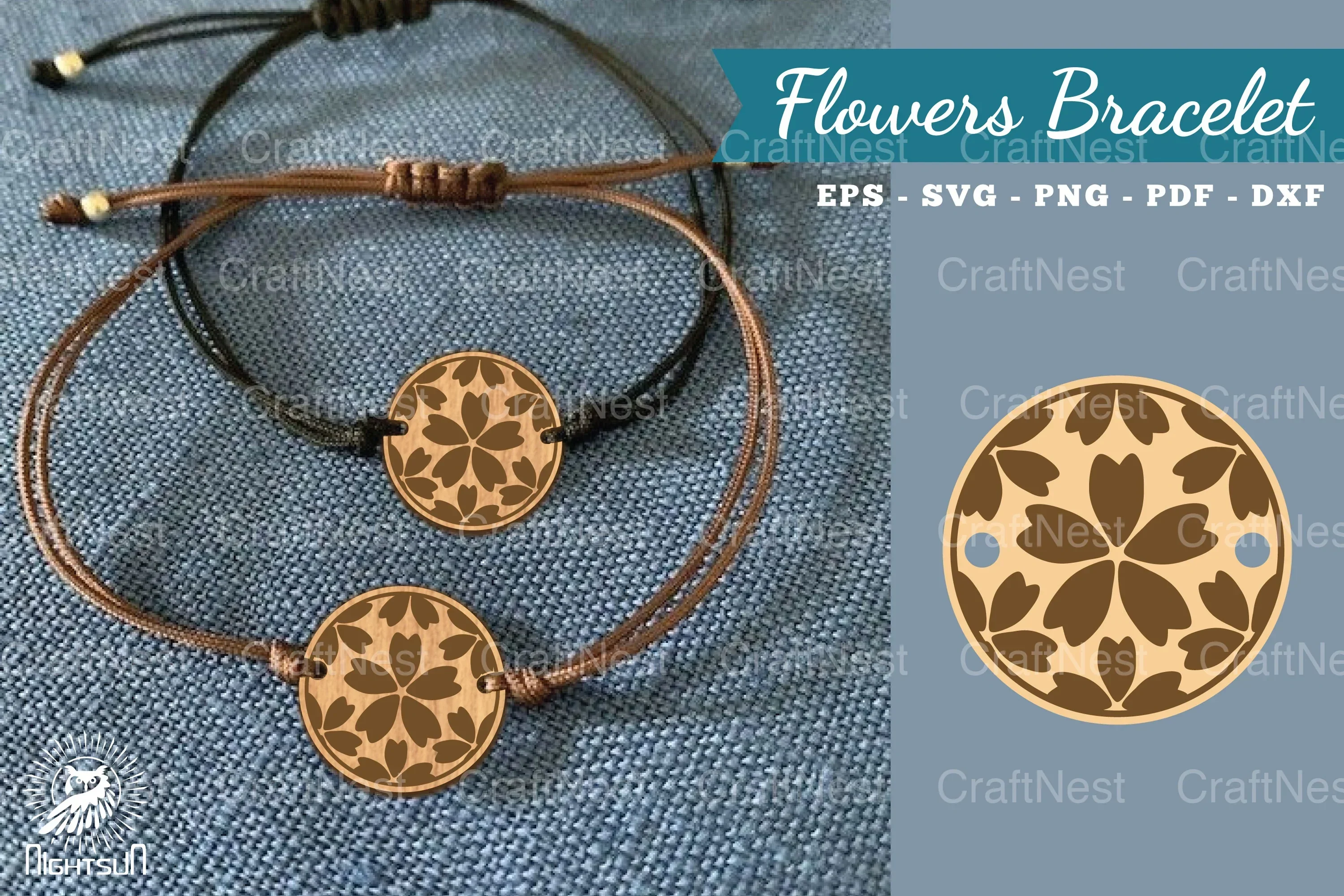 Flowers Laser Cut Bracelet SVG Design Bundle