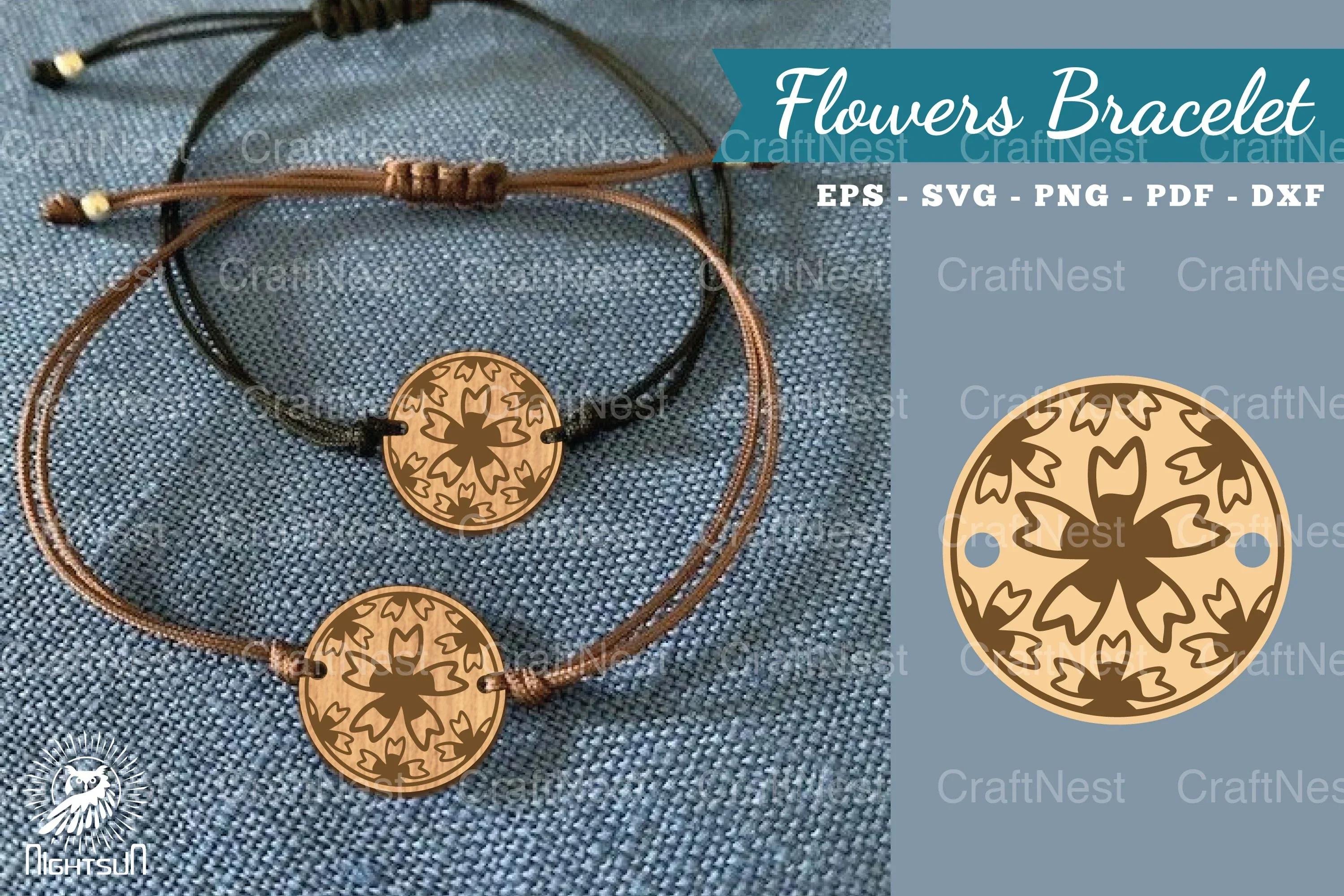 Flowers Laser Cut Bracelet SVG Design Bundle