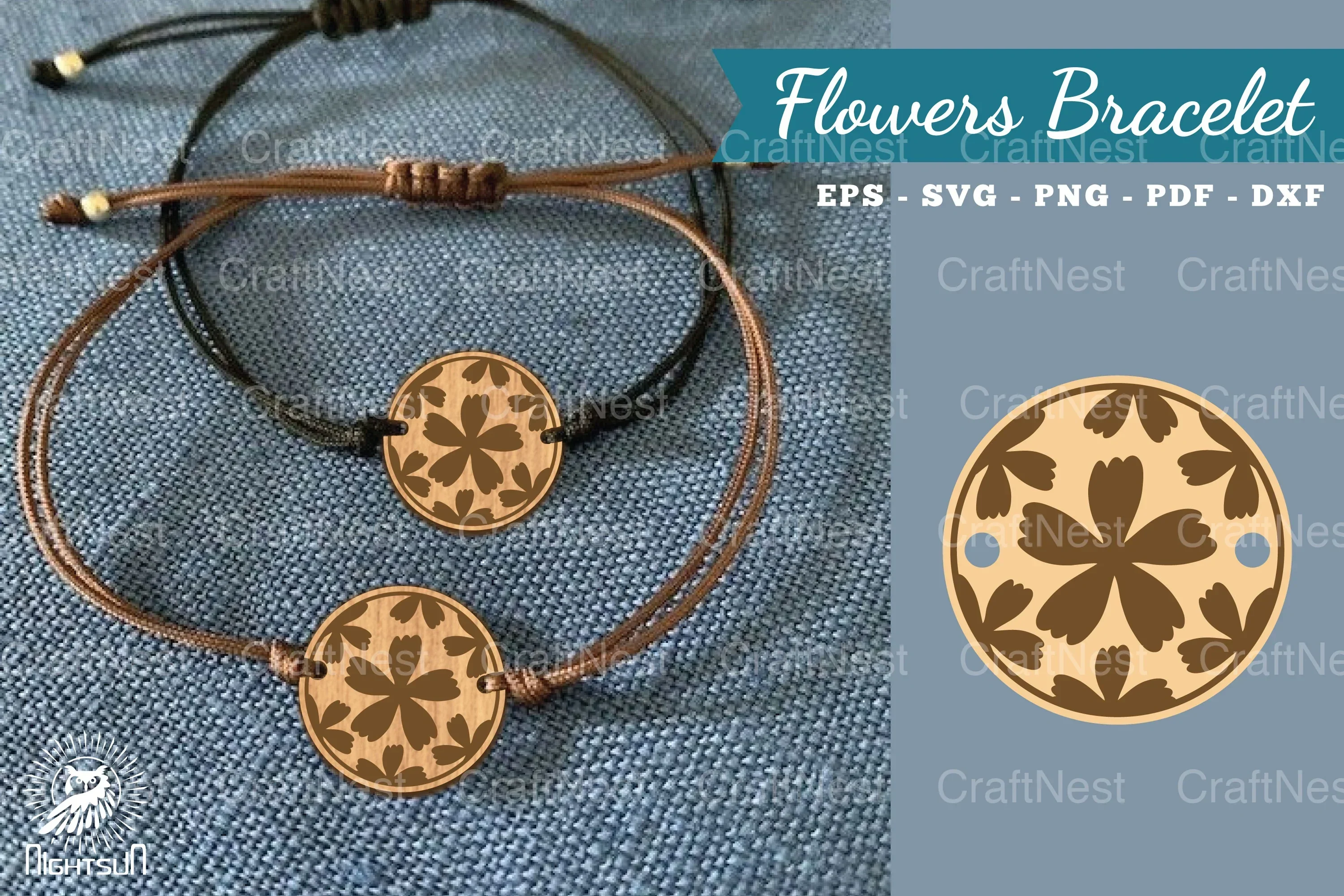 Flowers Laser Cut Bracelet SVG Design Bundle
