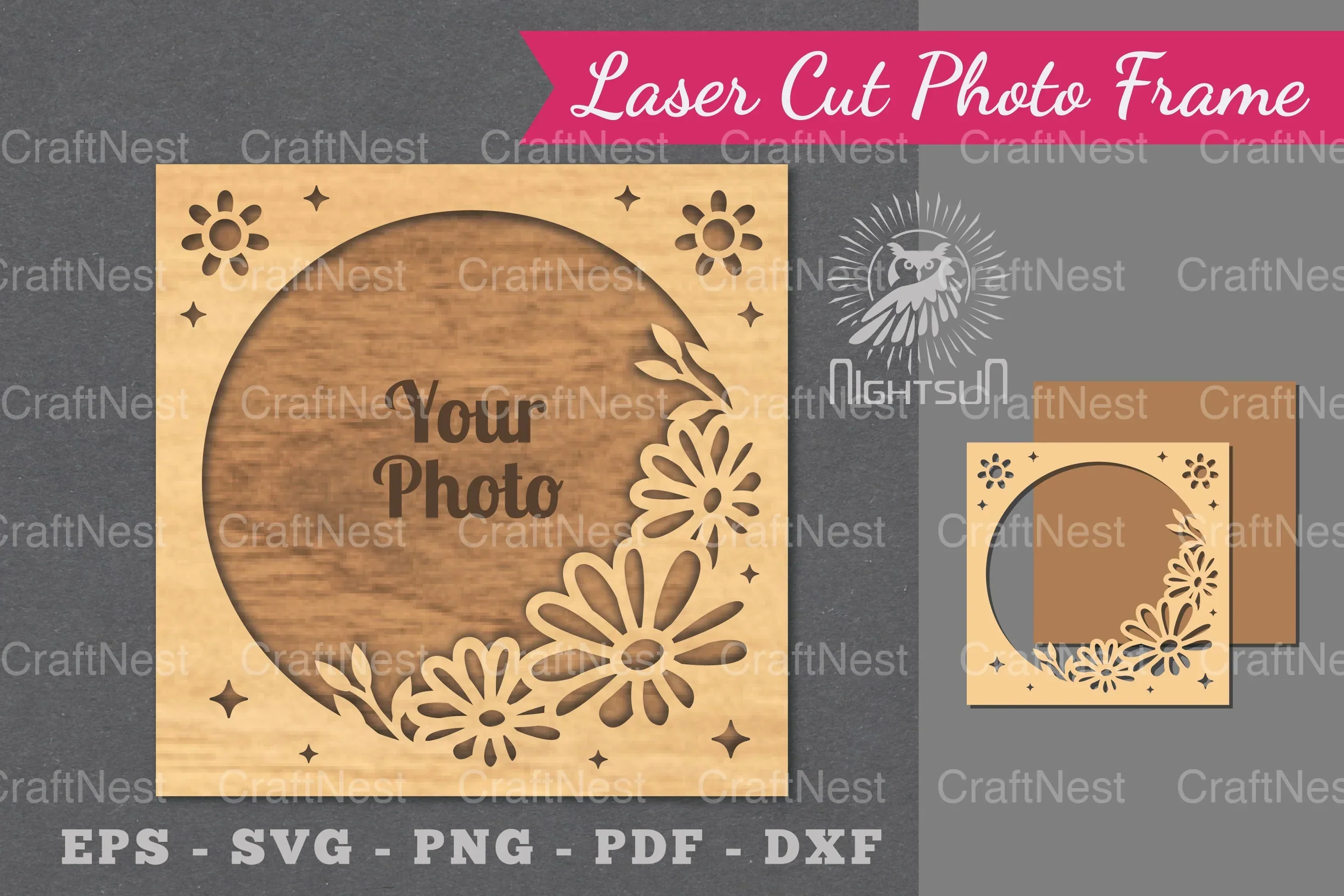 Flowers Laser Cut Photo Frame Clipart Bundle