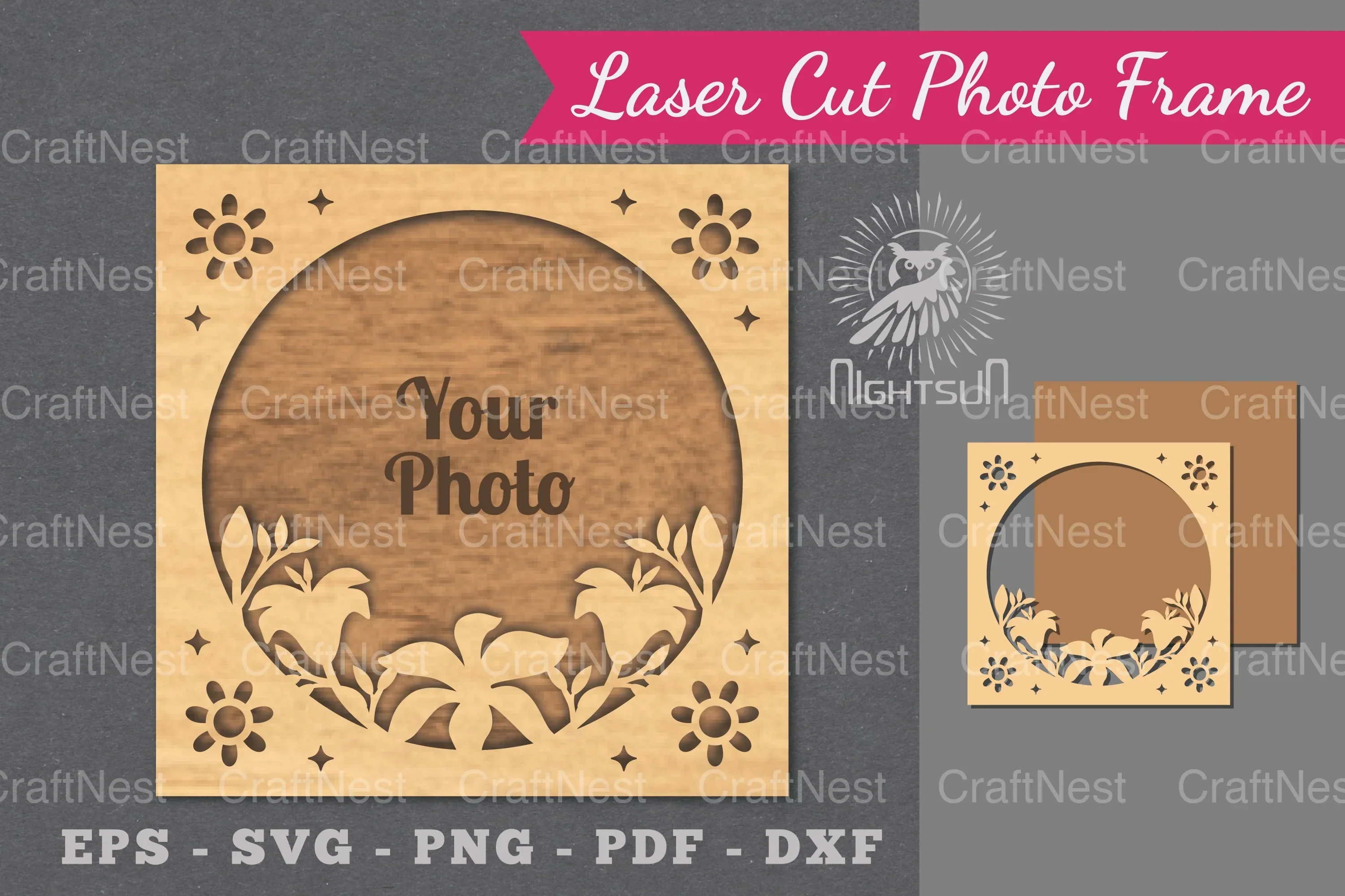 Flowers Laser Cut Photo Frame Clipart Bundle