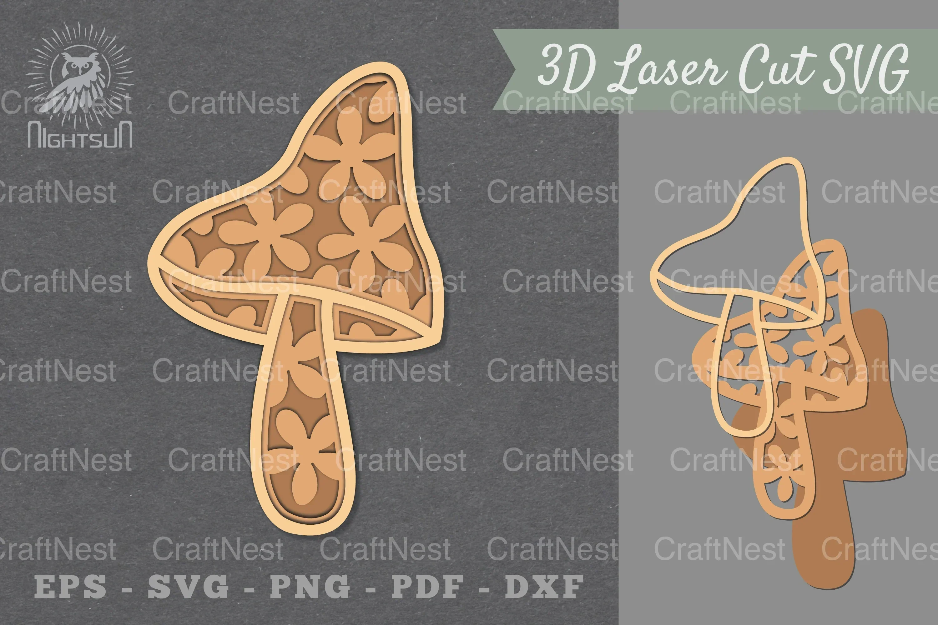 Flowers Mushroom Lasercut Decoration Clipart Bundle
