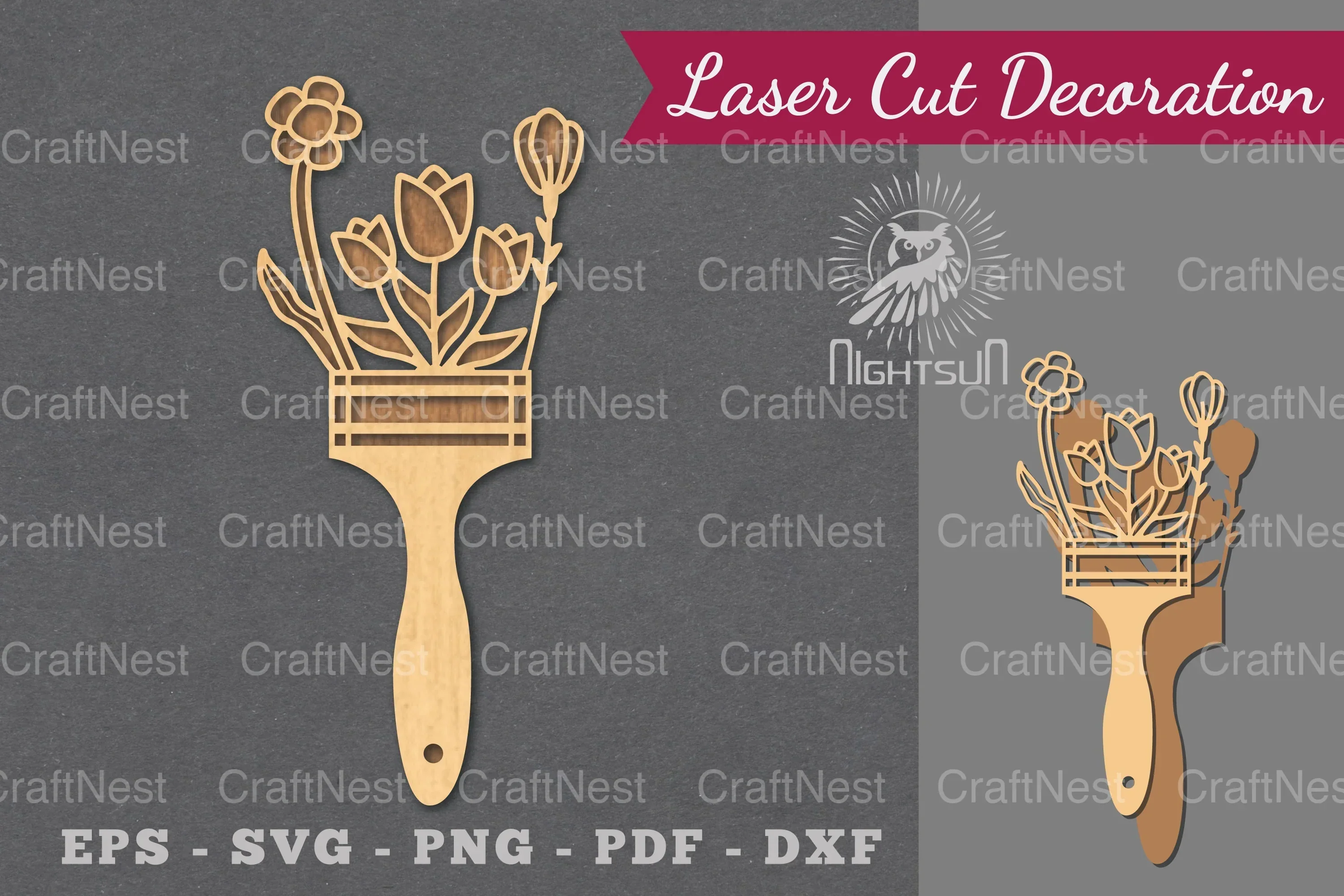 Flowers Paintbrush Laser Cut Decoration Clipart Bundle