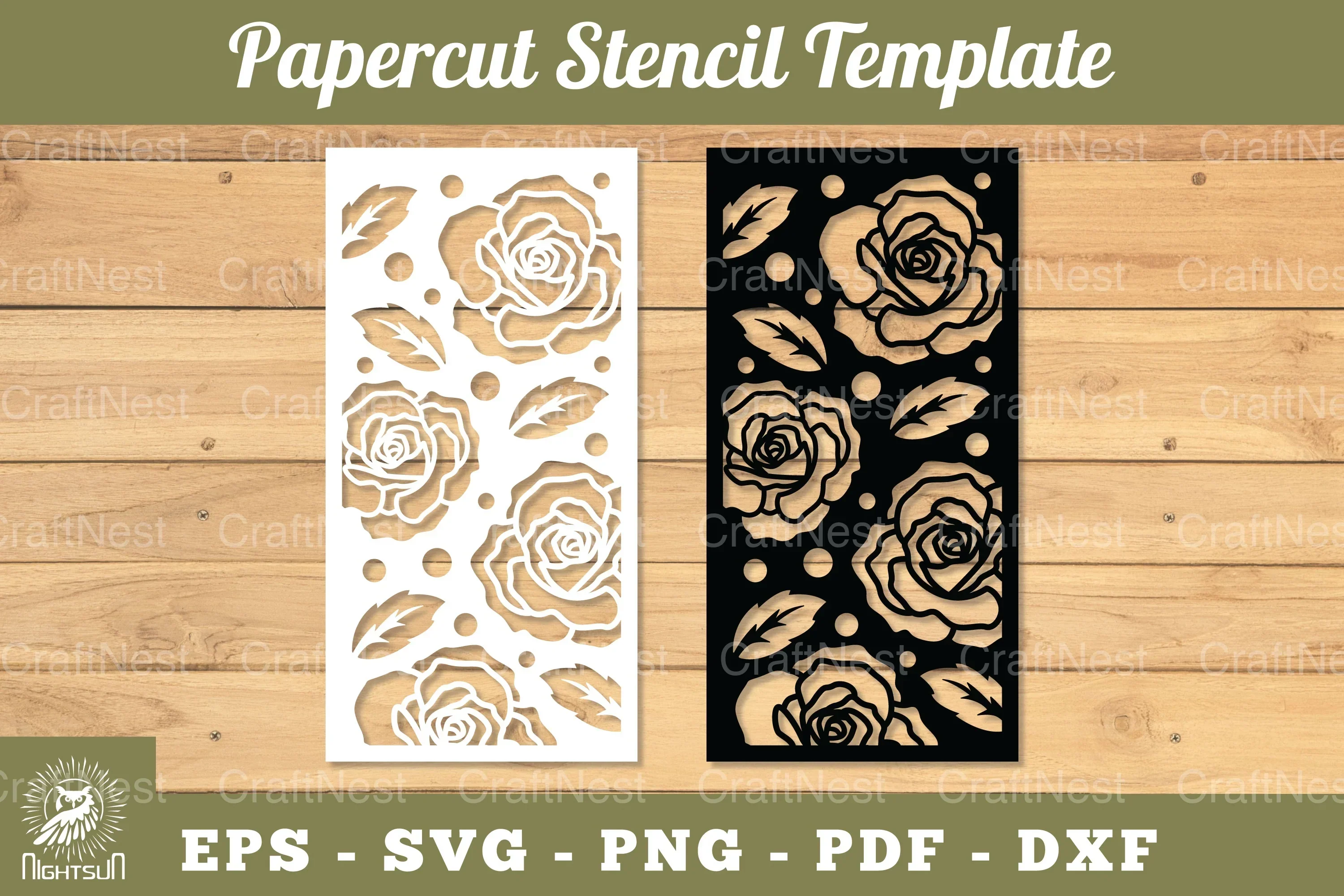 Flowers Papercut Stencil Clipart Bundle