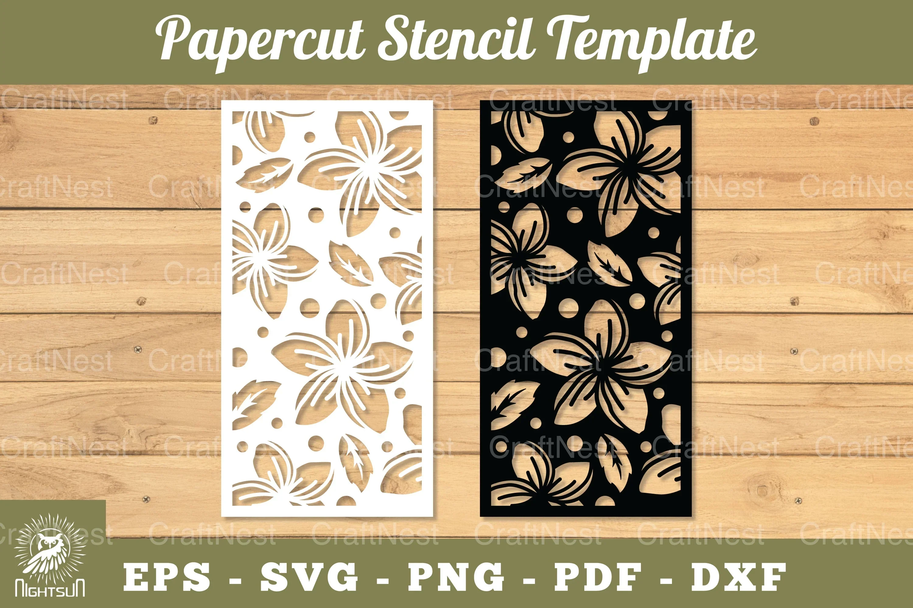 Flowers Papercut Stencil Clipart Bundle