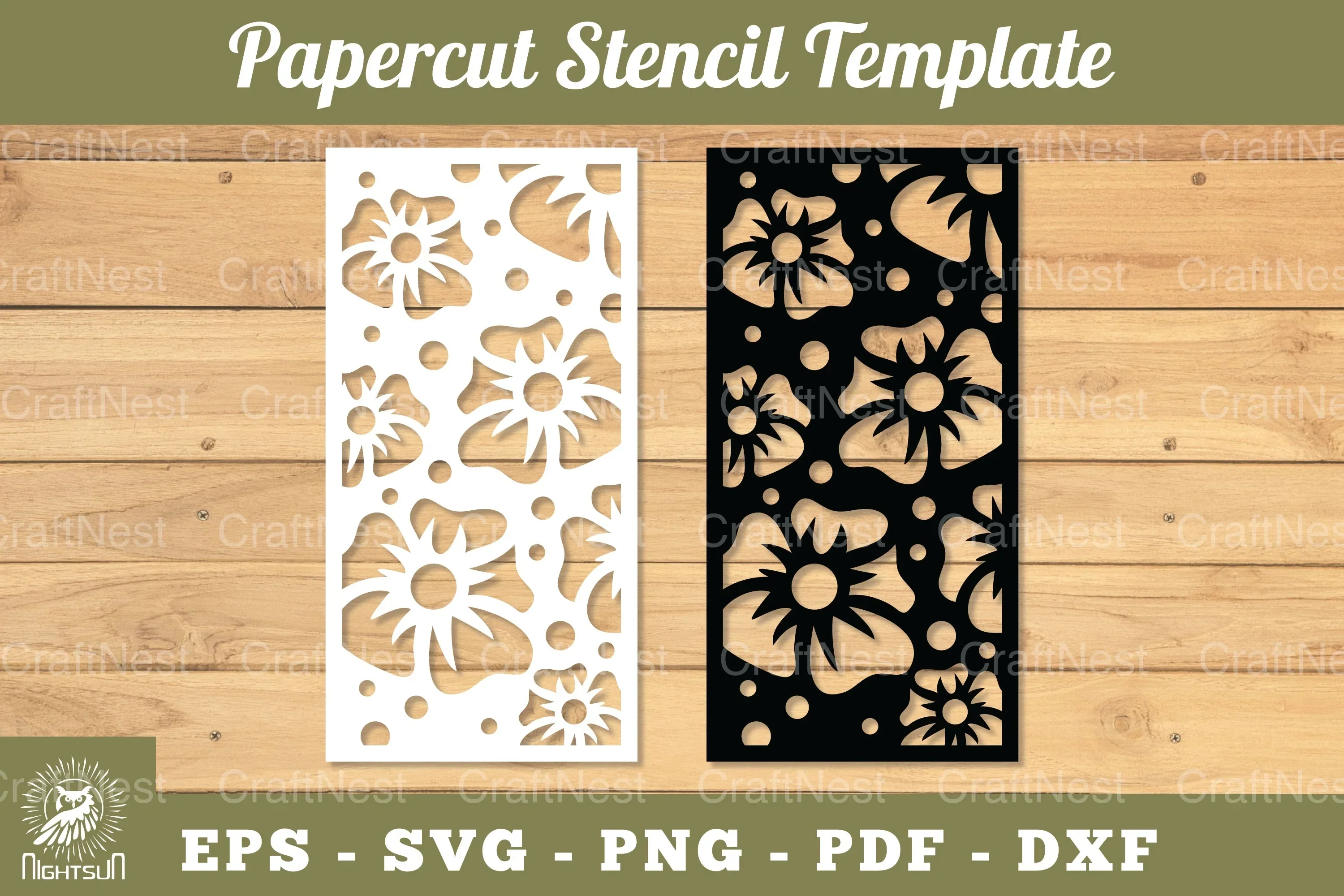Flowers Papercut Stencil Clipart Bundle