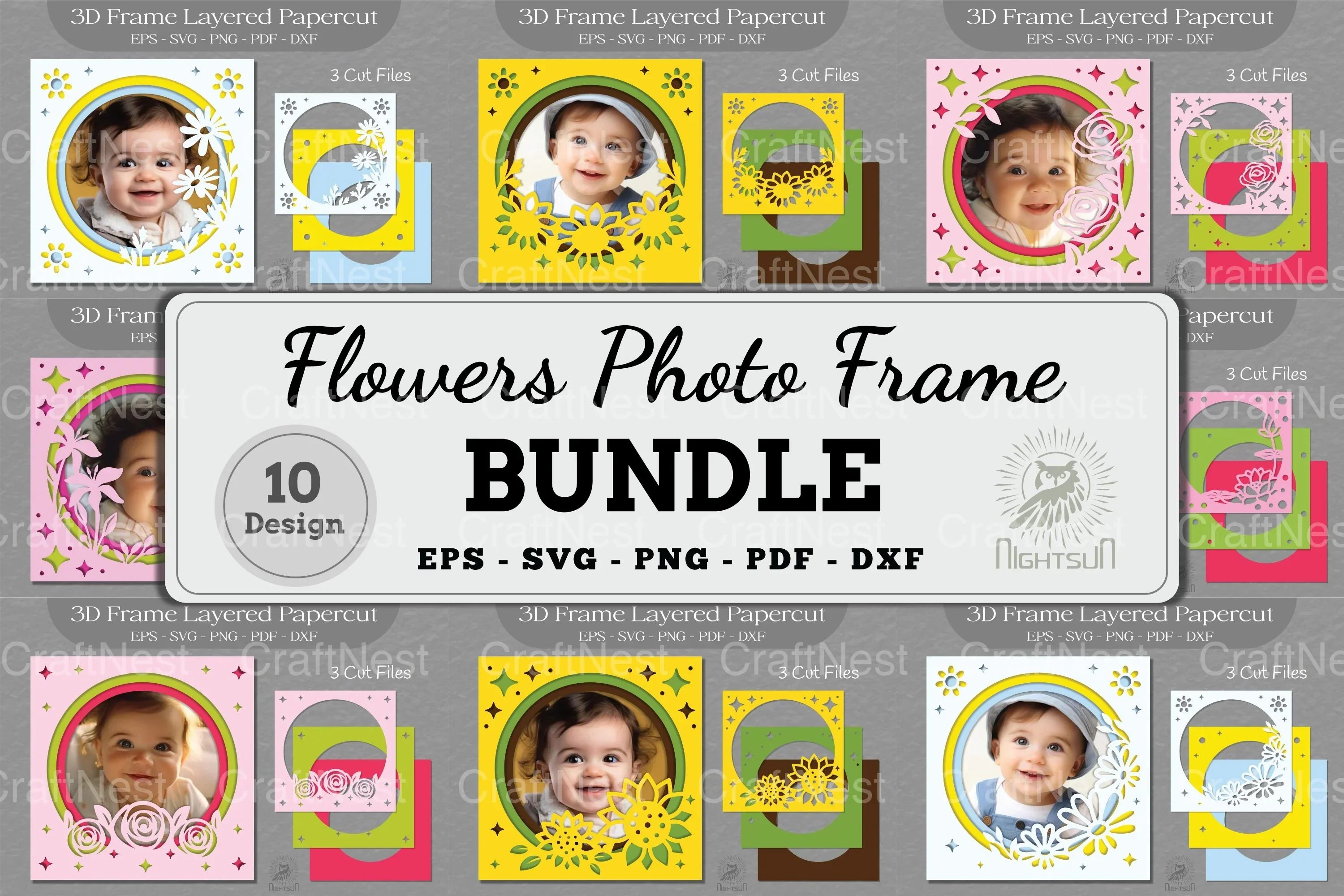 Flowers Photo Frame Clipart Bundle