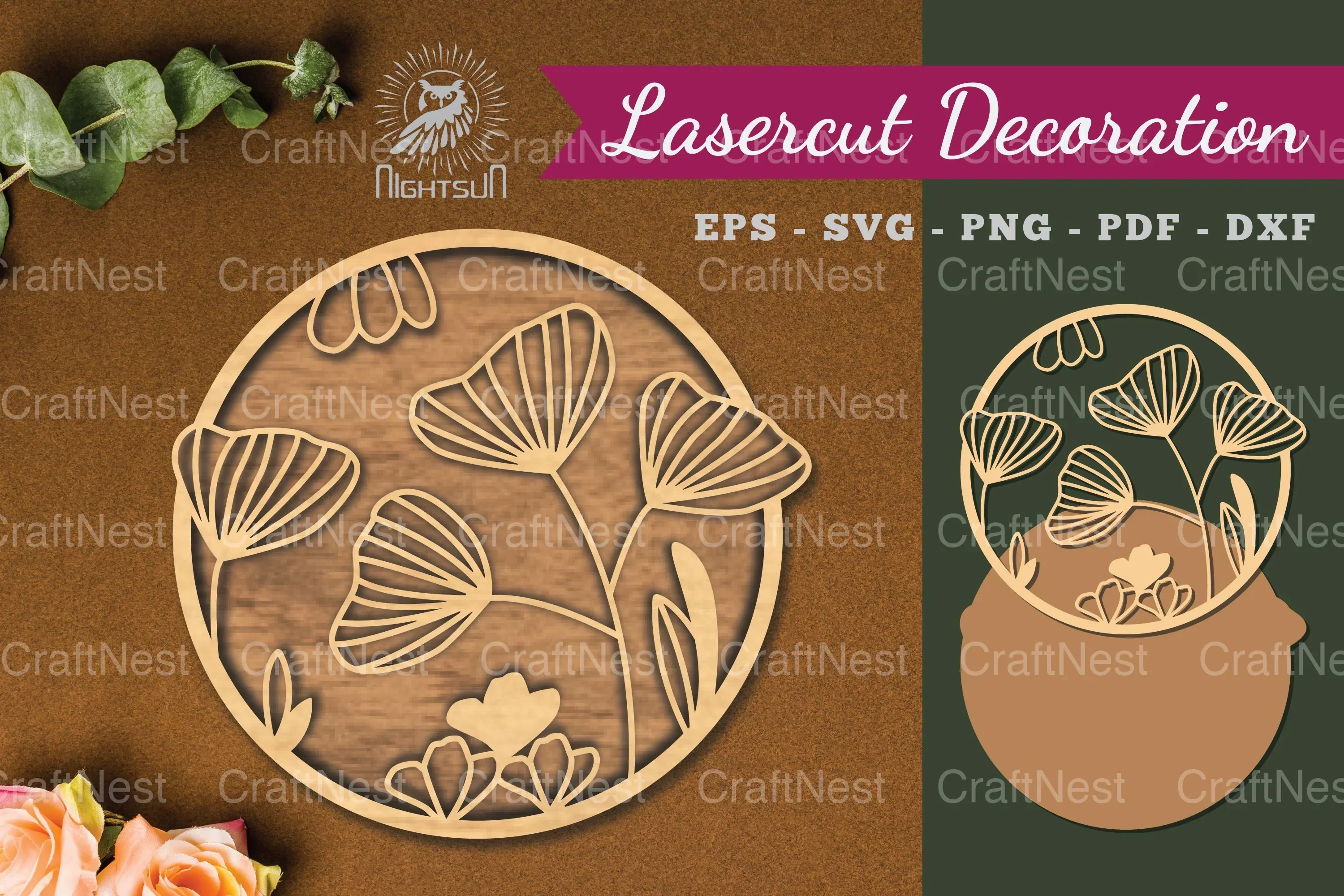 Flowers Round Laser Cut Decoration Clipart Bundle