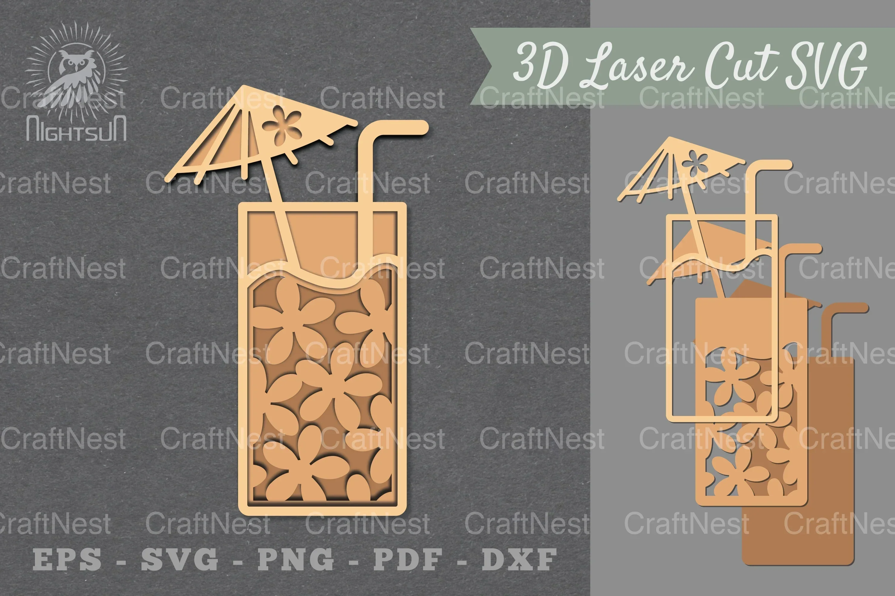 Flowers Soft Drink Lasercut Decoration Clipart Bundle