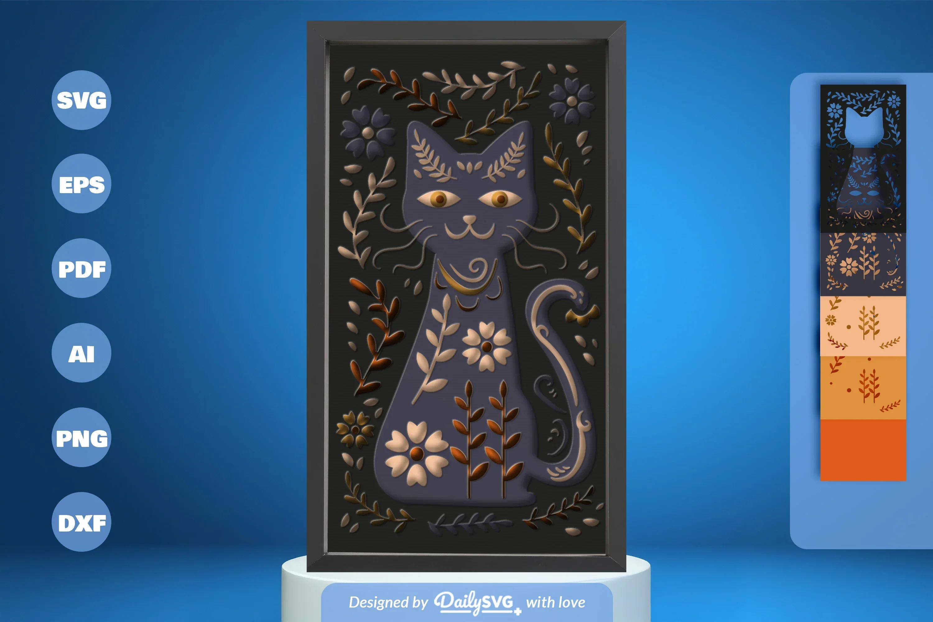 Folk Art Cat Papercut SVG Bundle