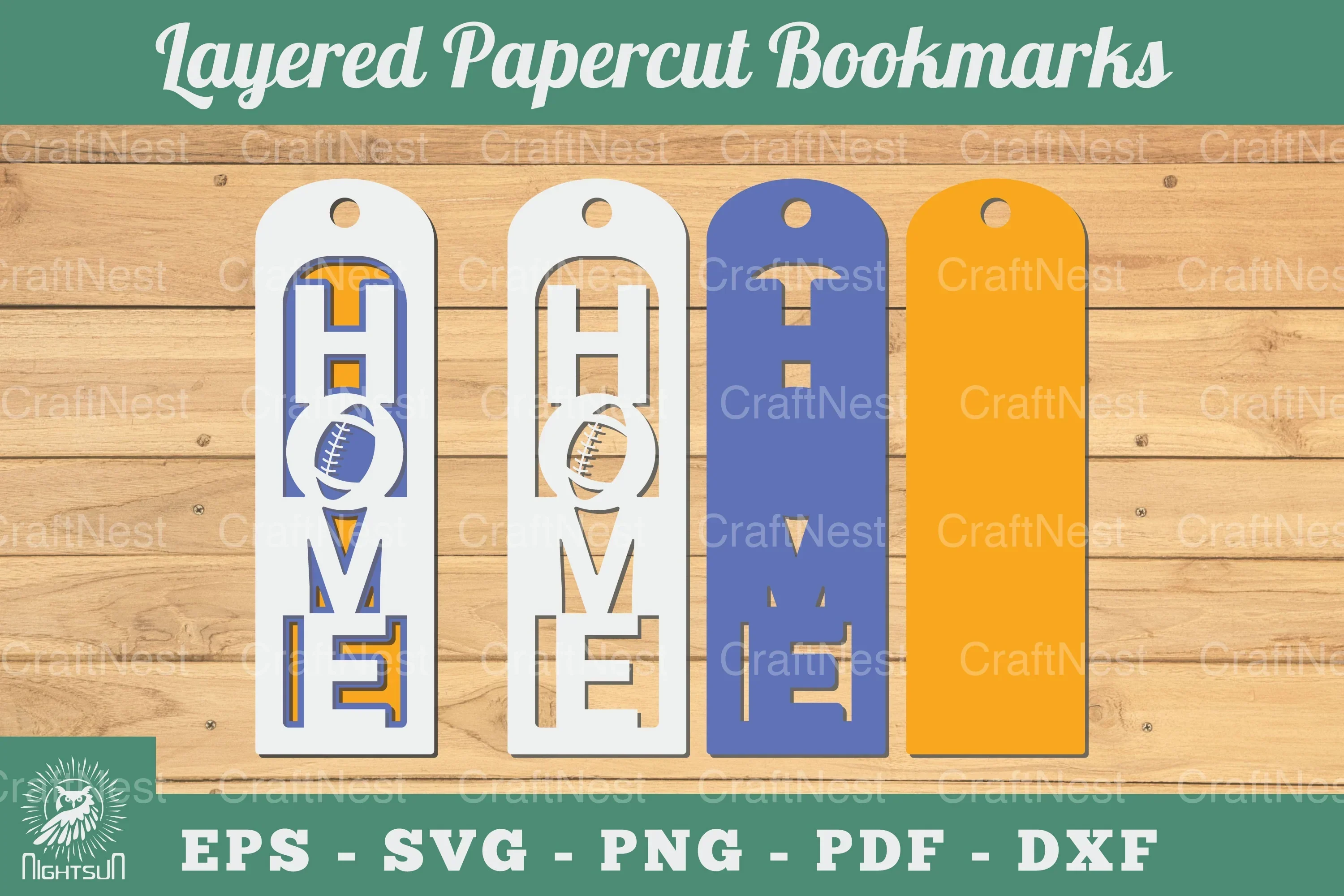 Football Home 3D Papercut Bookmarks Clipart Bundle