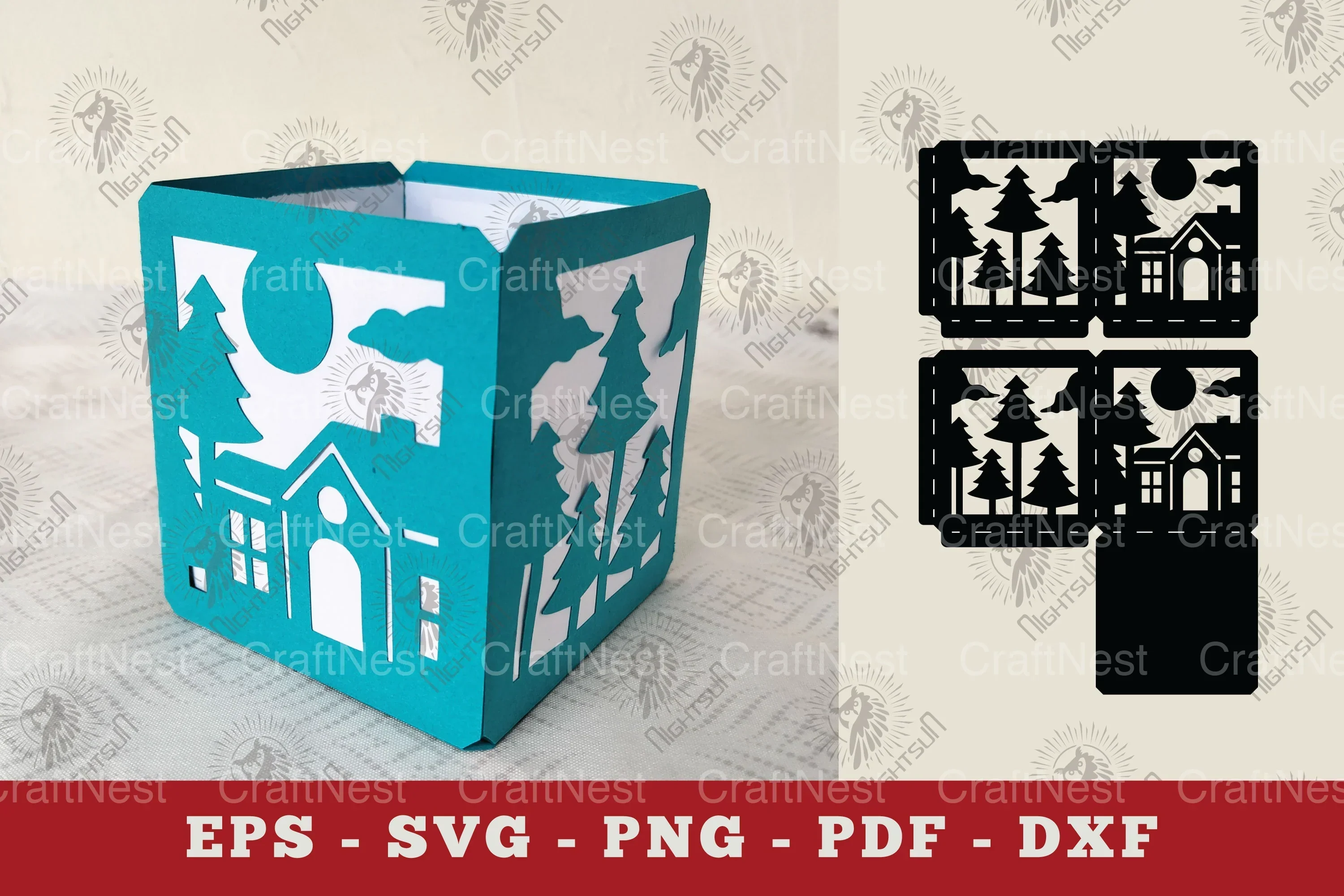 Forest Lantern Papercut House SVG Bundle