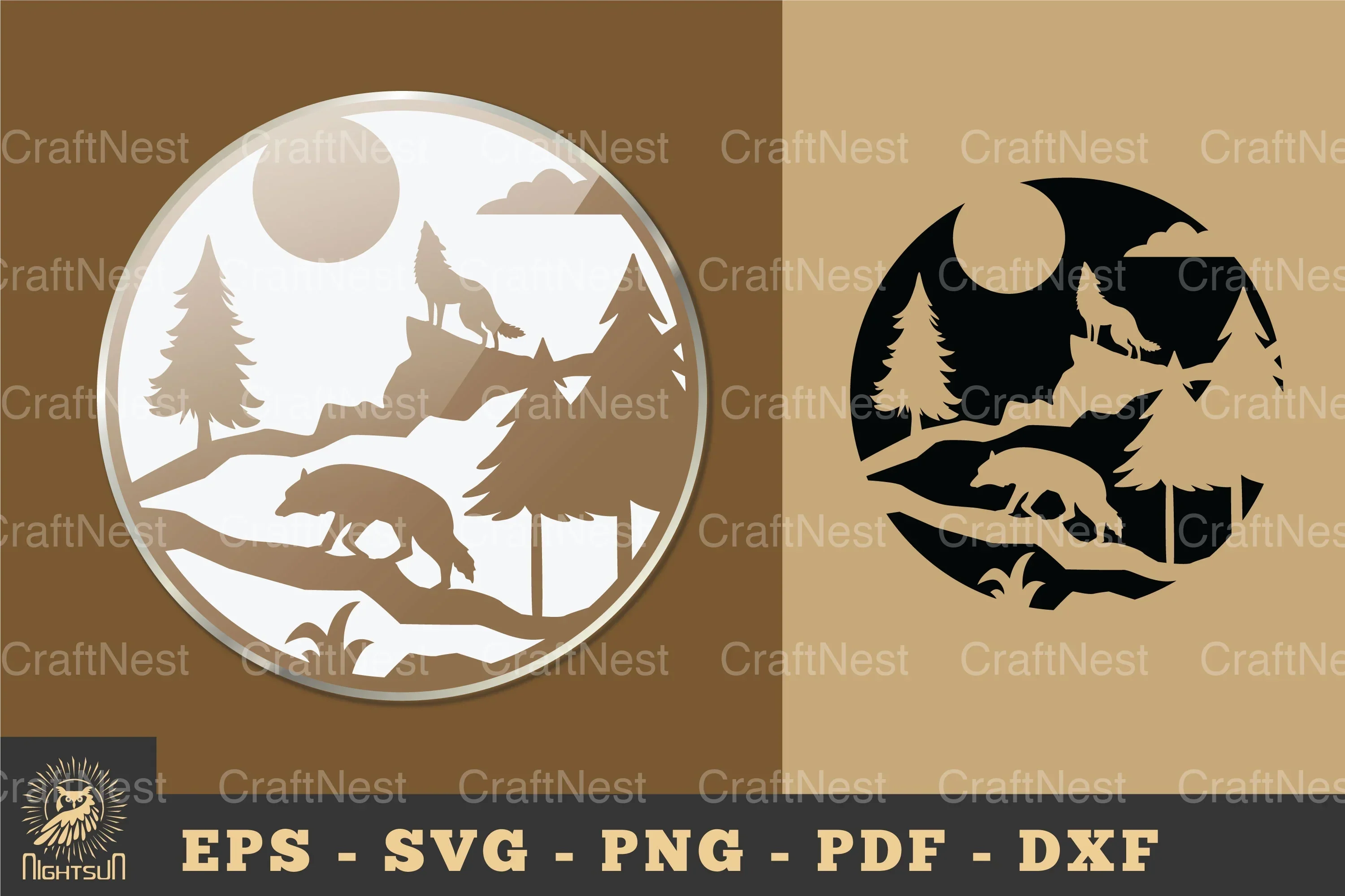Forest Wolf Ornament Sticker Clipart Bundle