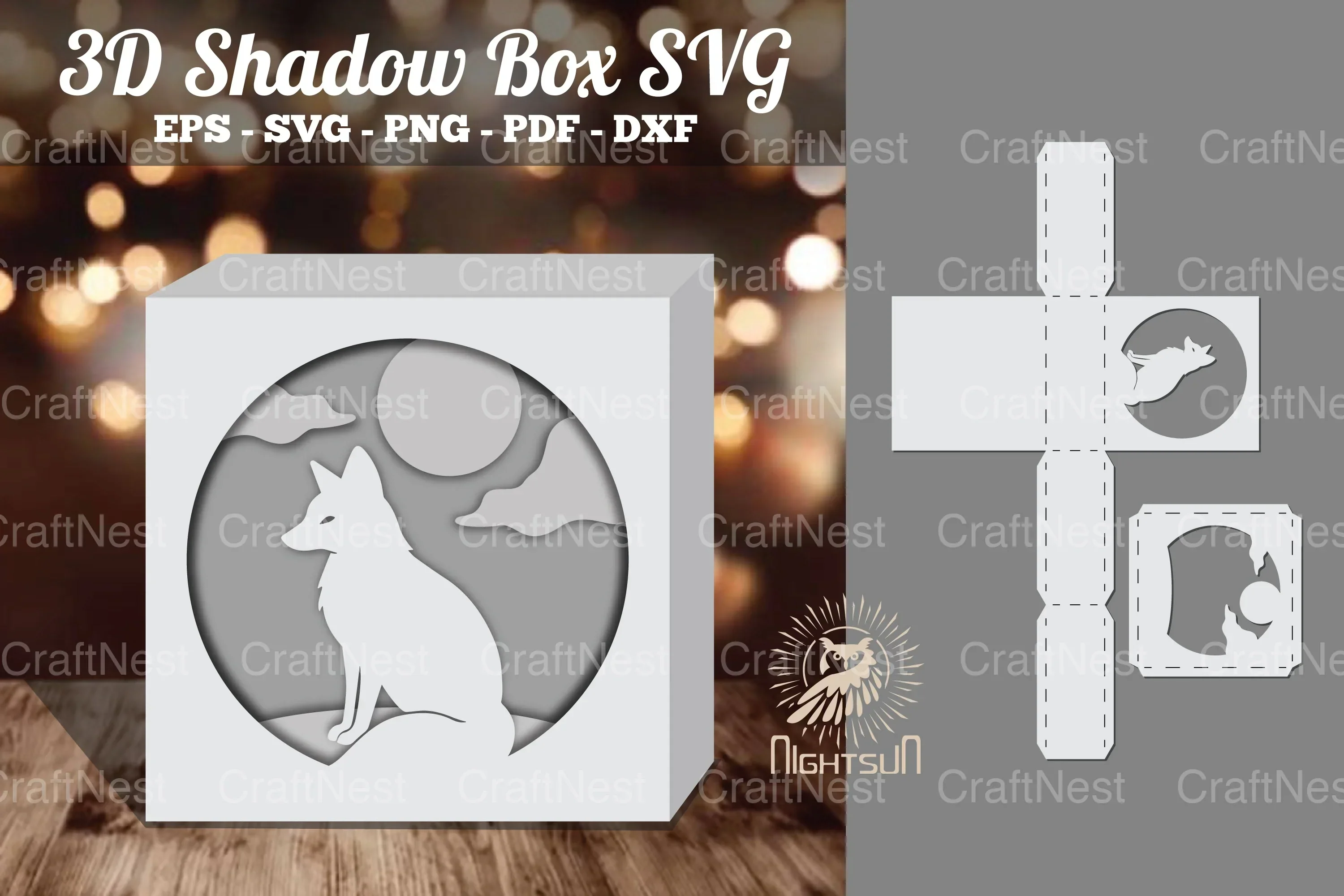 Fox 3D Papercut Shadow Box Clipart Bundle