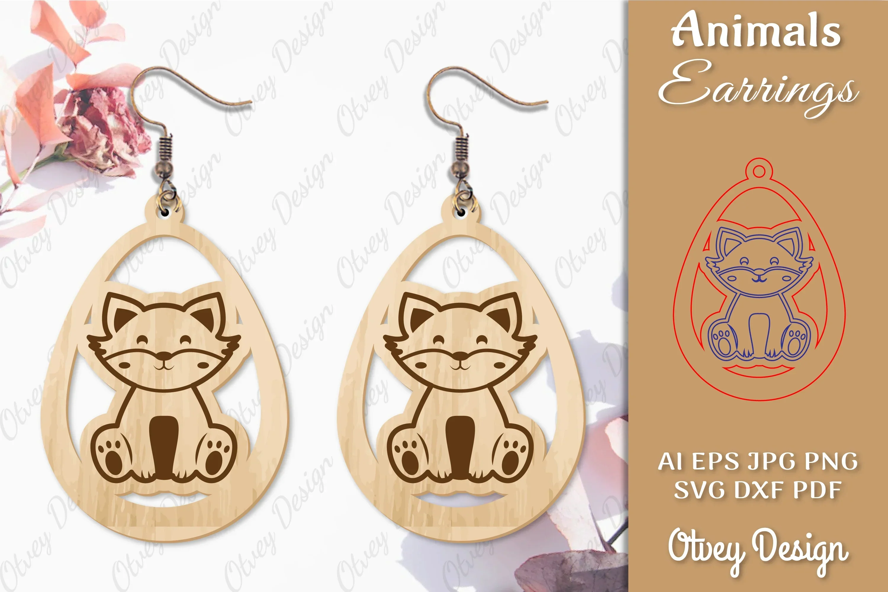 Fox Animal Earrings Lasercut SVG Bundle