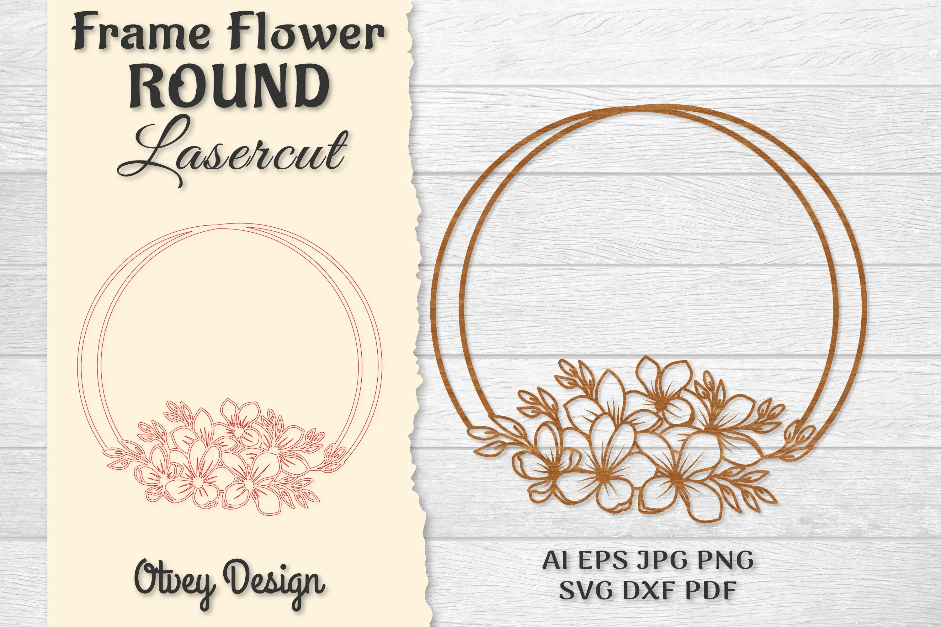 Frame Flower Round Lasercut SVG Bundle