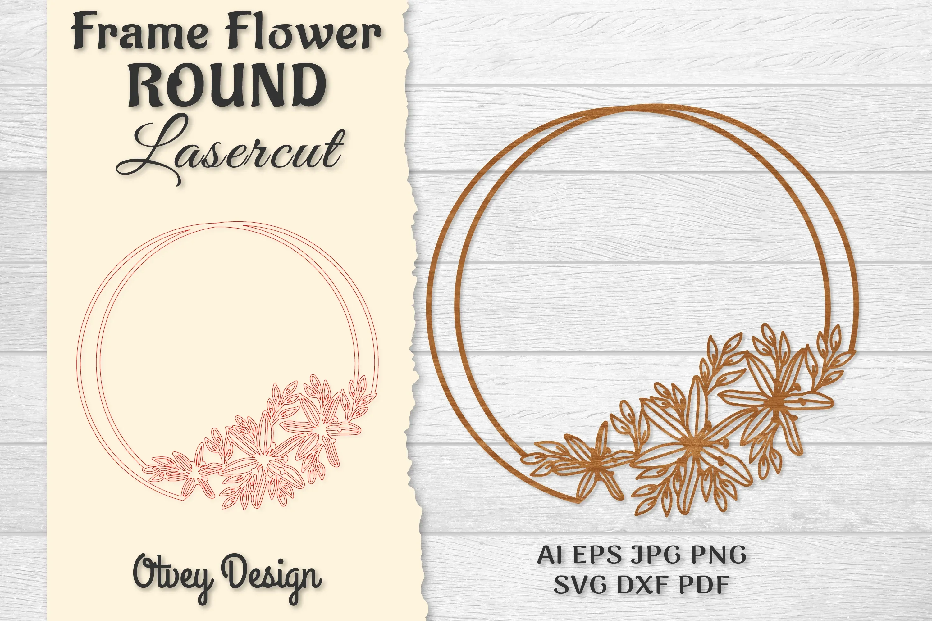 Frame Flower Round Lasercut SVG Bundle