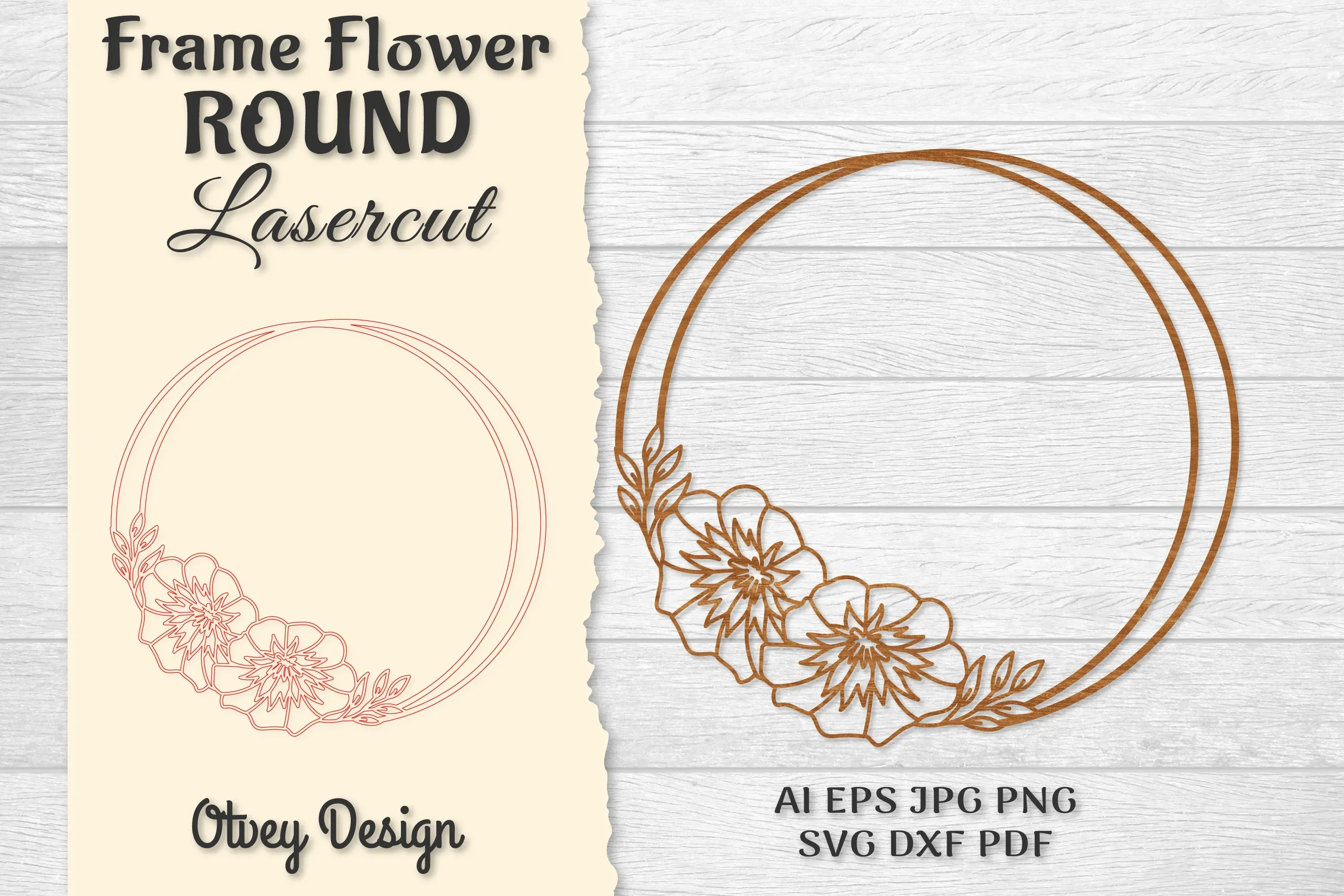 Frame Flower Round Lasercut SVG Bundle