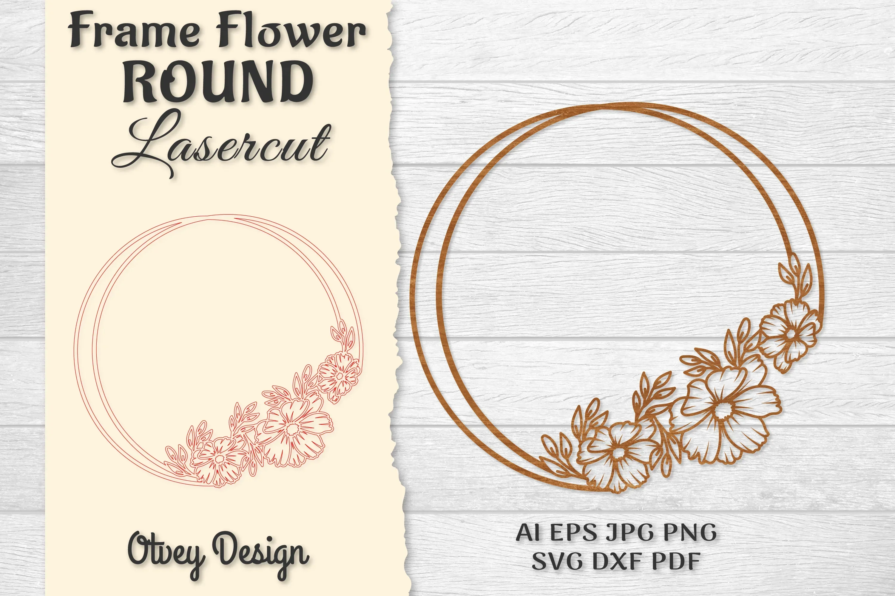 Frame Flower Round Lasercut SVG Bundle
