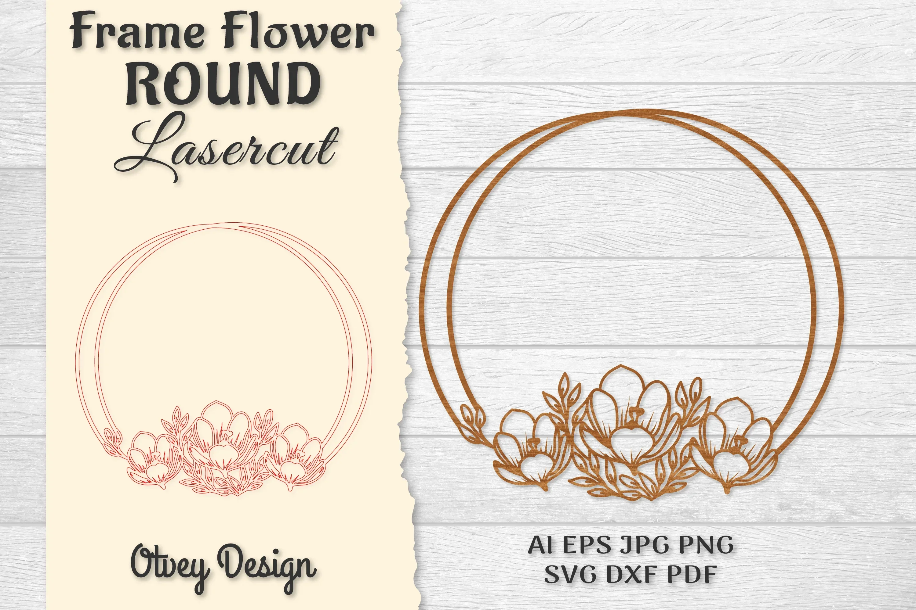 Frame Flower Round Lasercut SVG Bundle