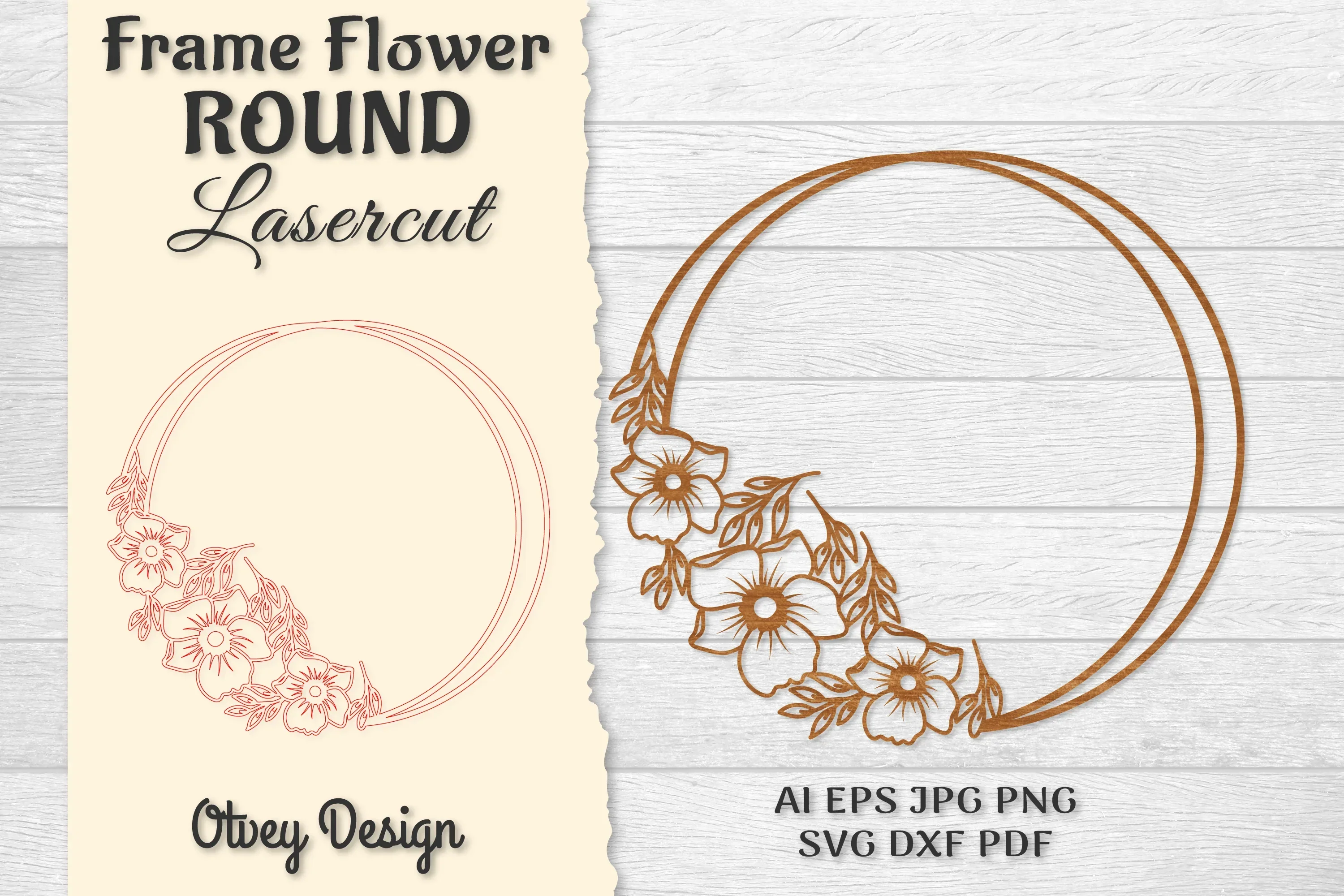 Frame Flower Round Lasercut SVG Bundle