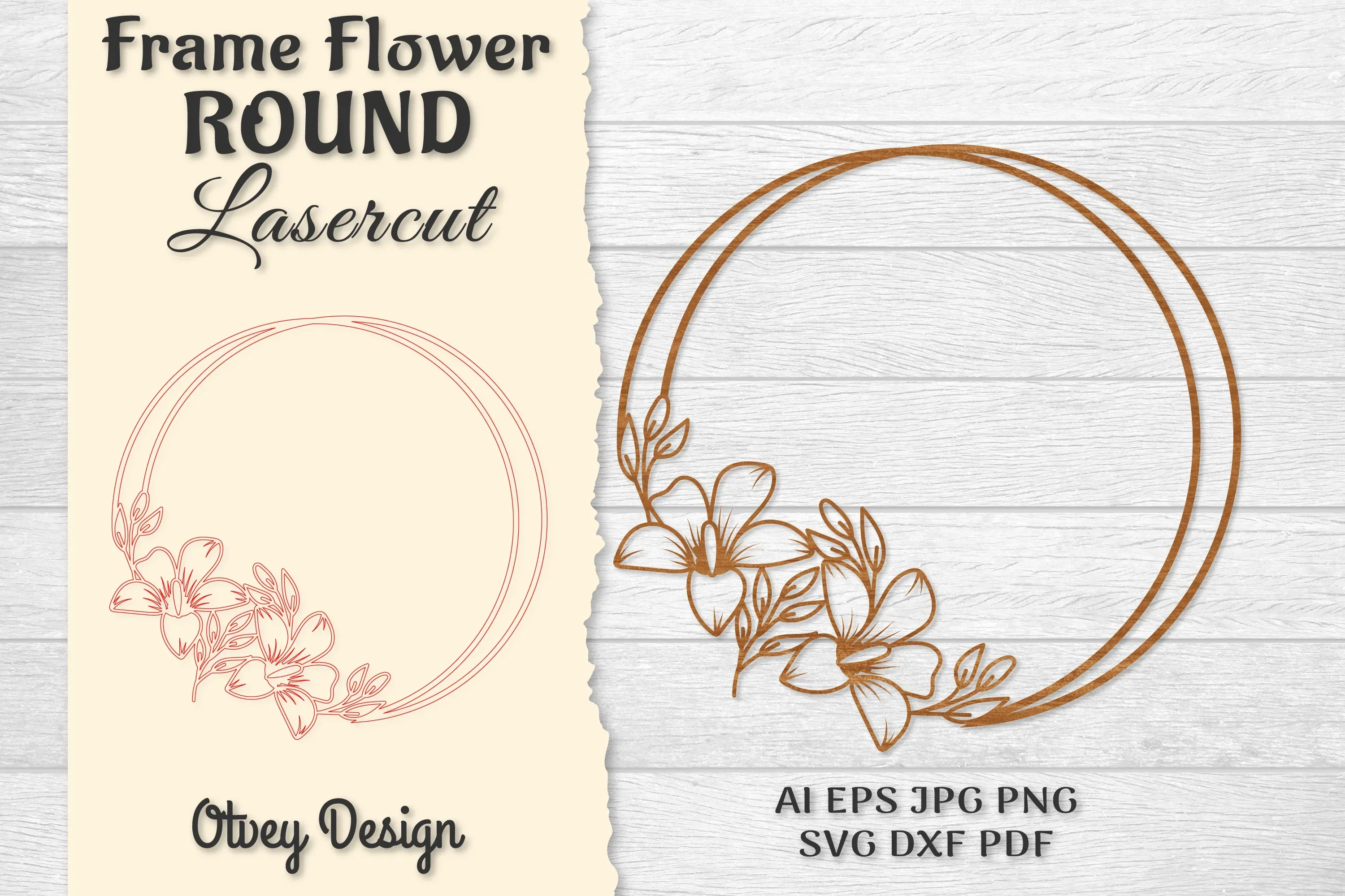Frame Flower Round Lasercut SVG Bundle