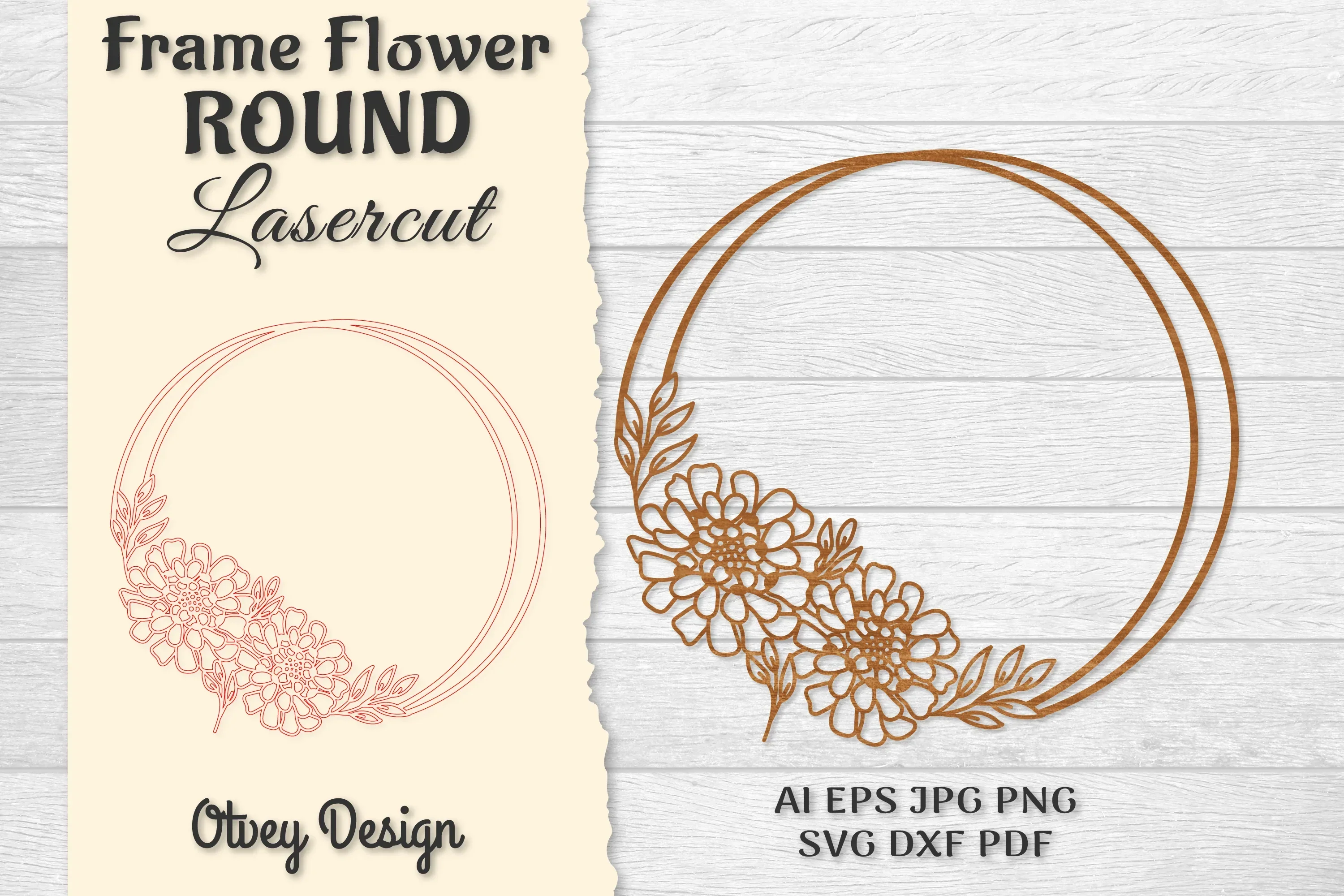 Frame Flower Round Lasercut SVG Bundle