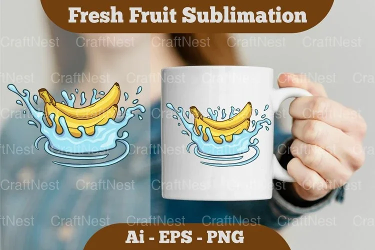 Fresh Banana Splash Mug Design Bundle