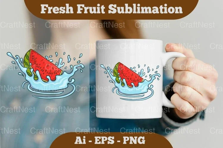 Fresh Watermelon Splash Mug Design Bundle