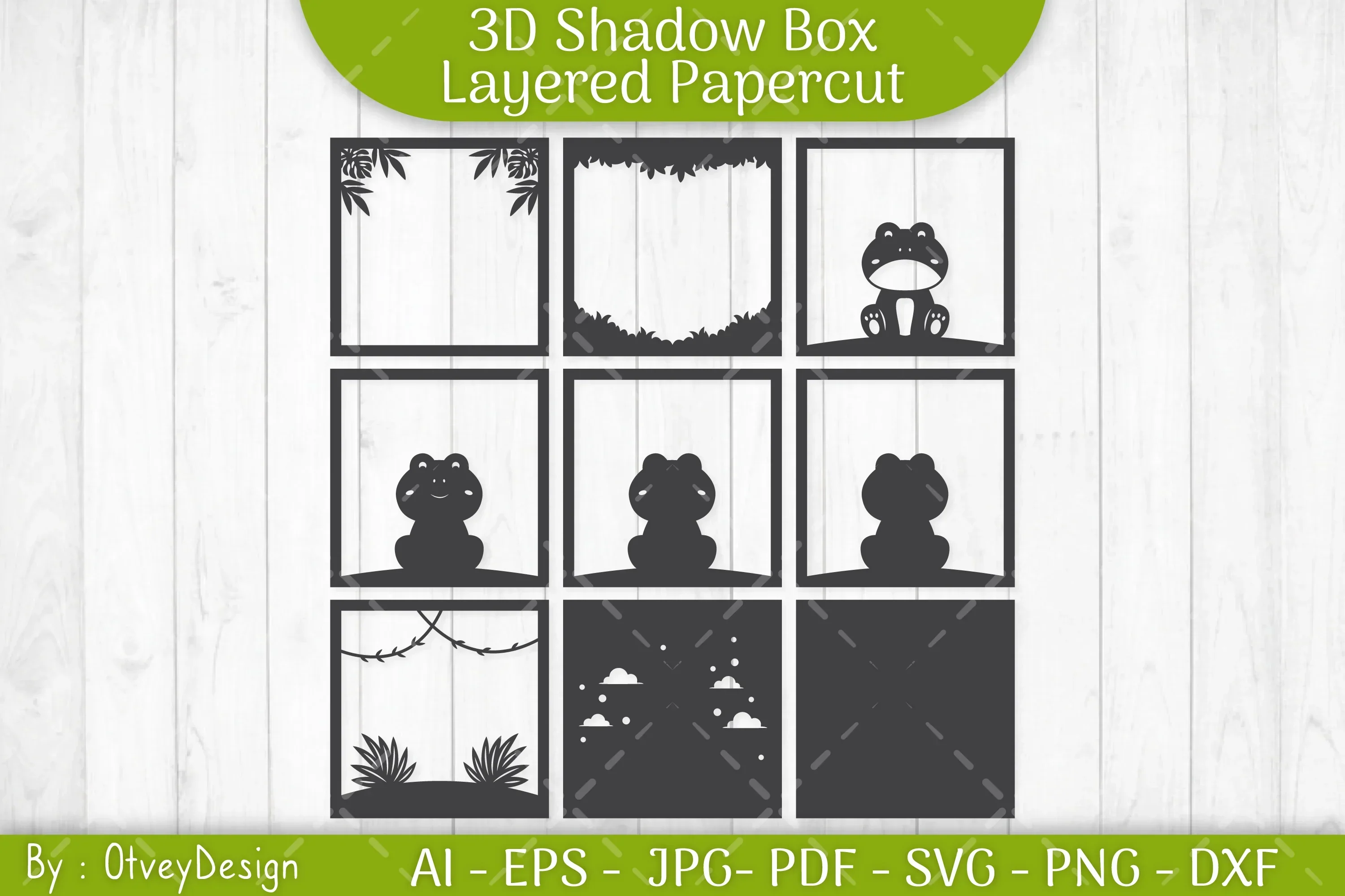 Frog Animals Shadow Box Layered Papercut SVG Bundle - Image 3