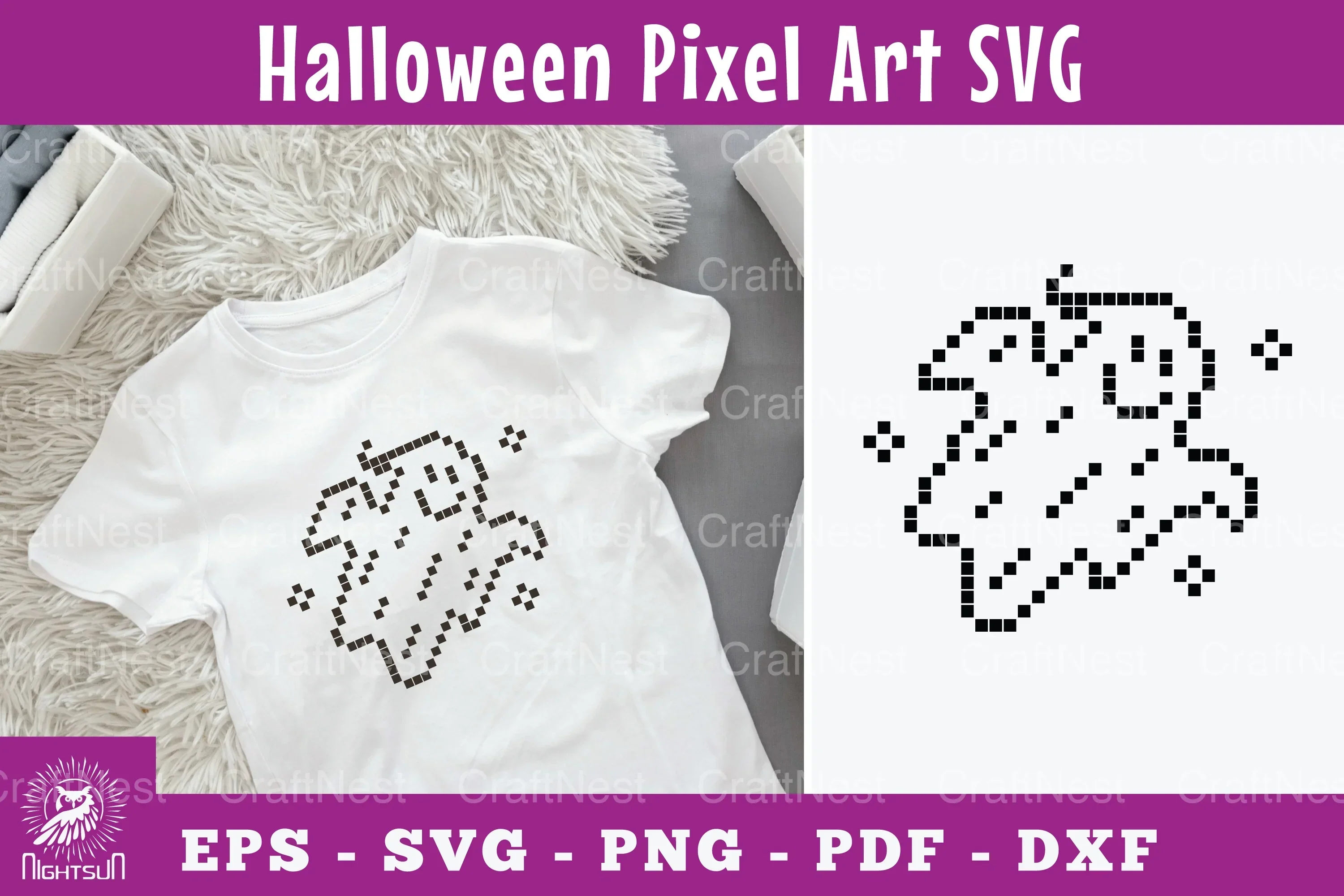 Ghost Pixel Art Clipart Bundle
