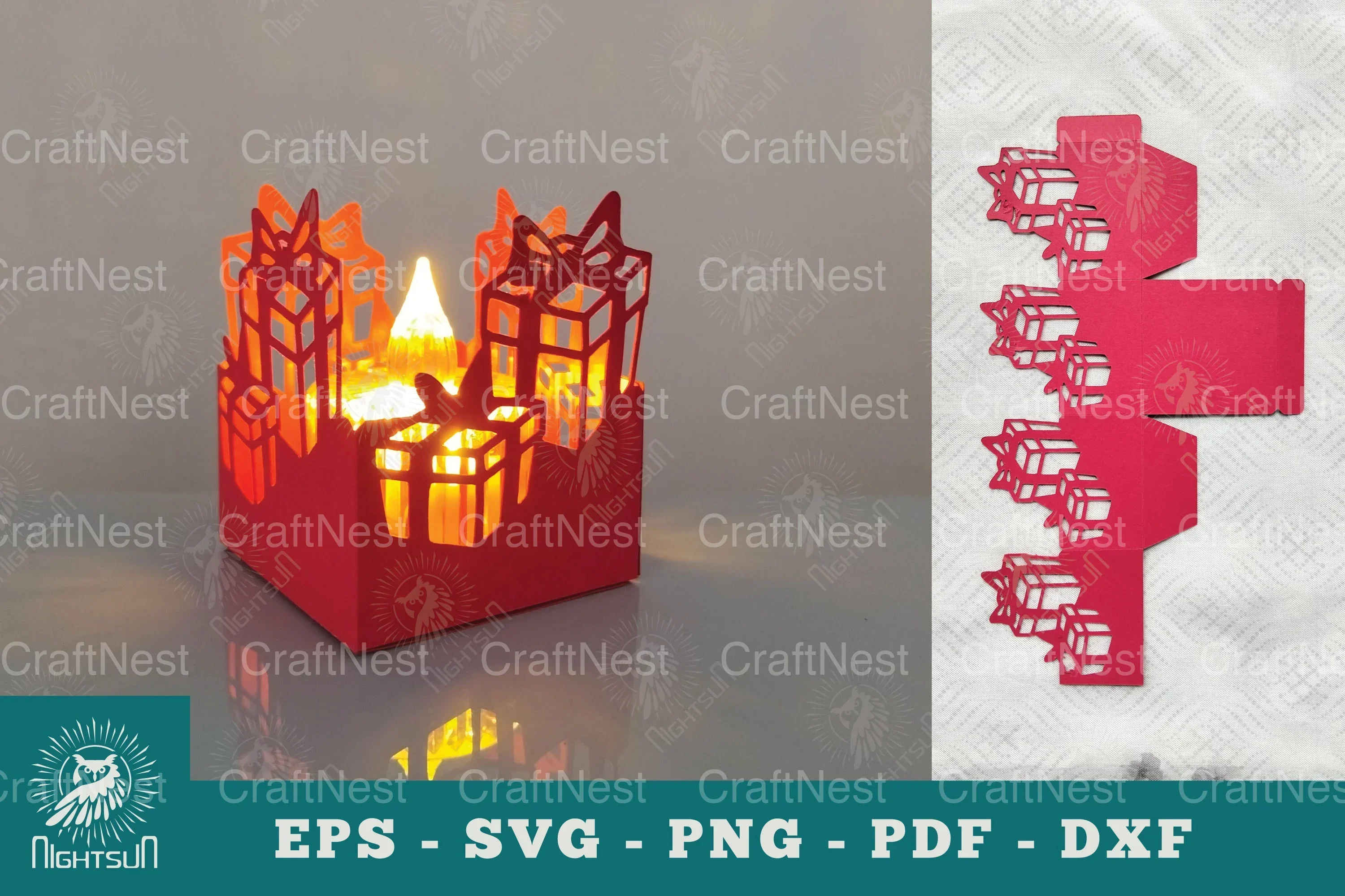 Gift Box Papercut Lantern Clipart Bundle