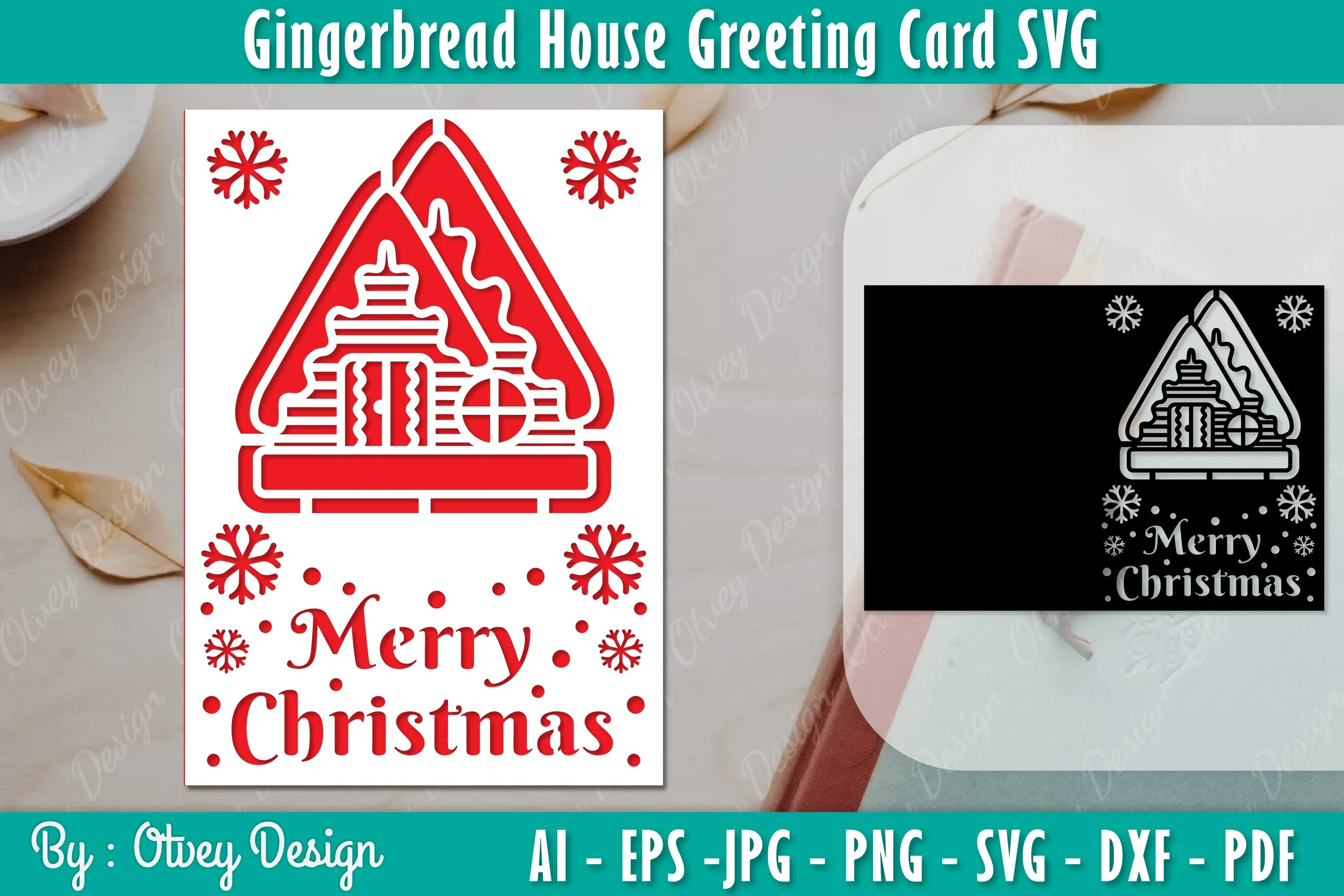 Gingerbread House Greeting Card SVG Bundle