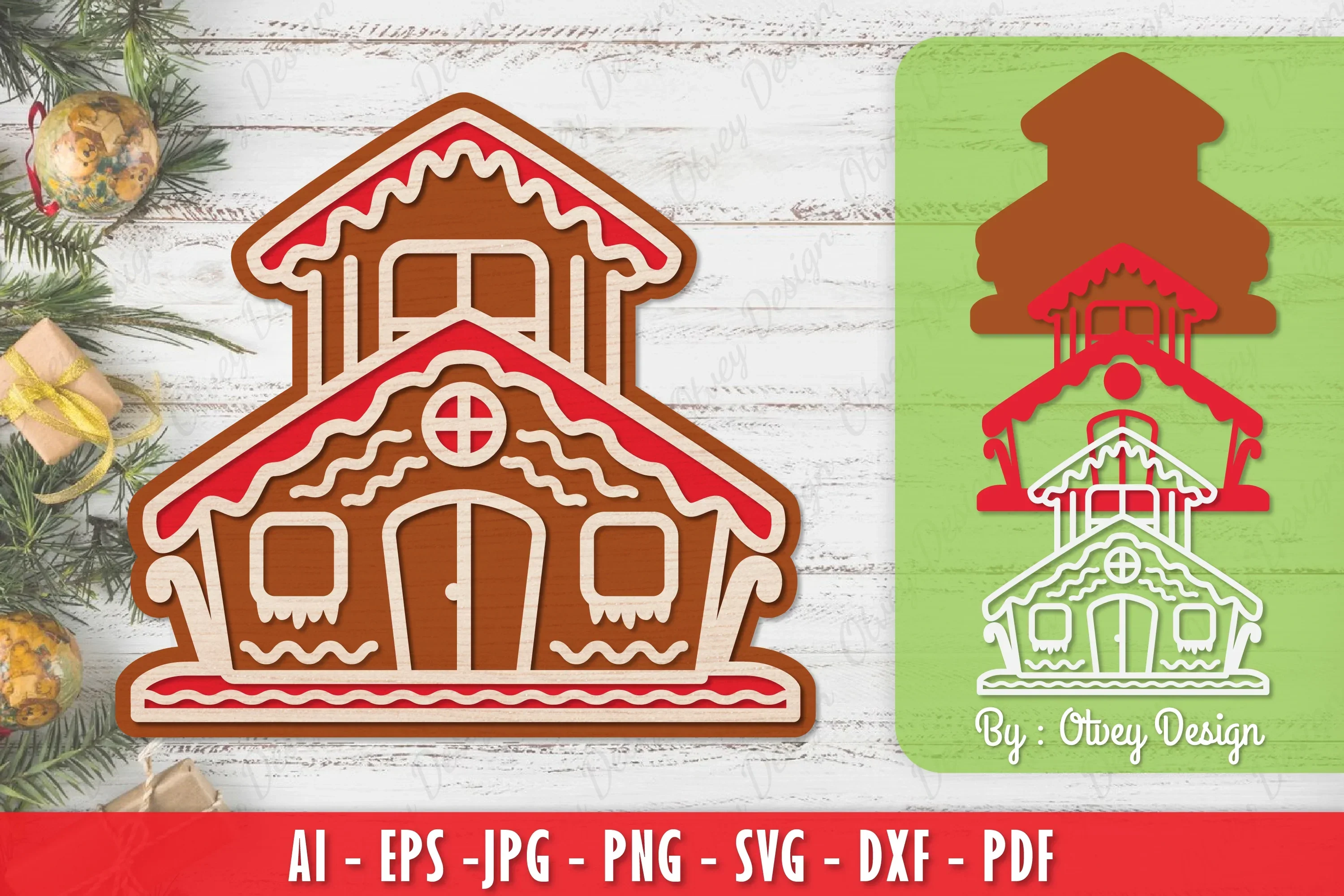 Gingerbread House Laser Cut Merry Christmas SVG Bundle