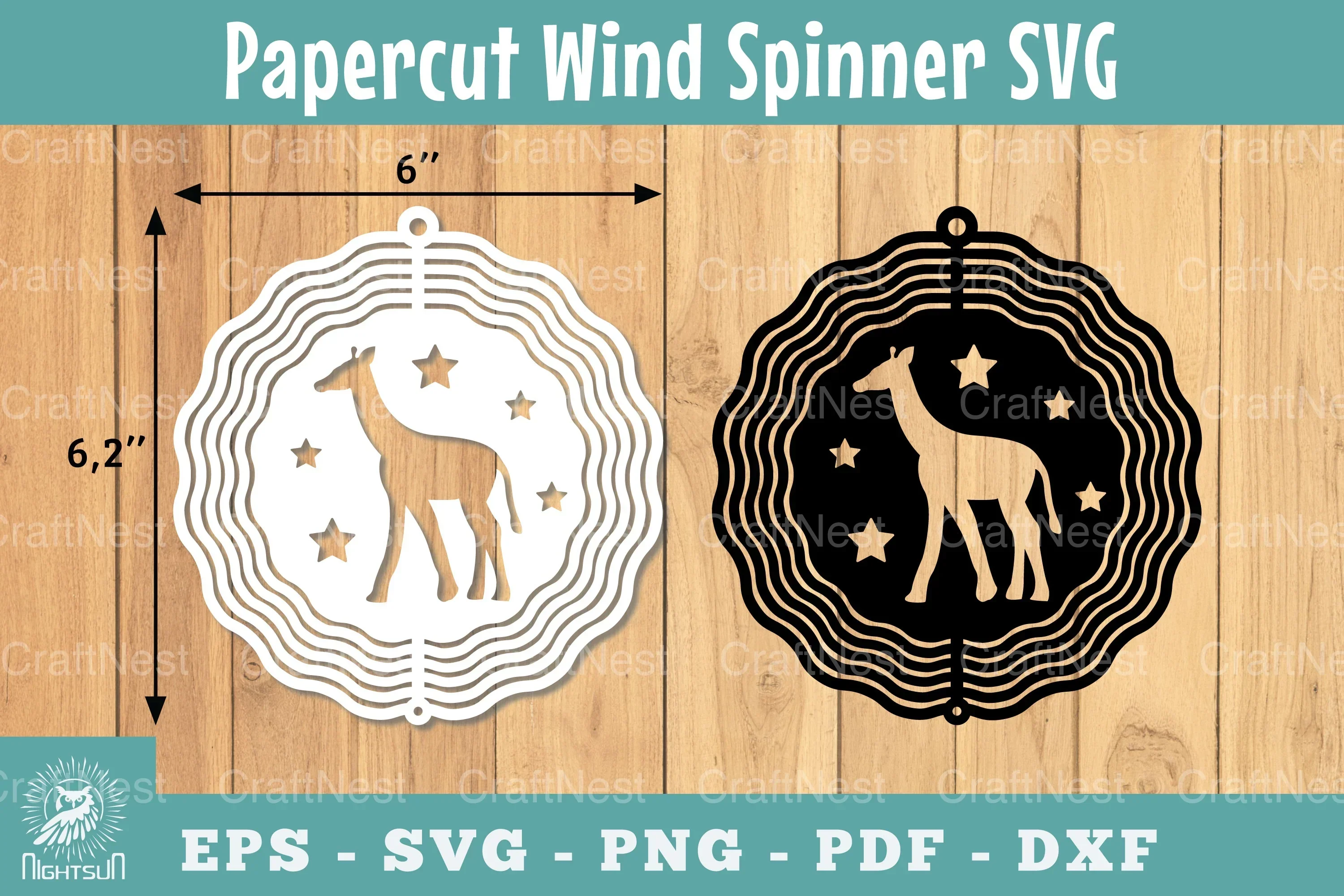 Giraffe Papercut Wind Spinner Clipart Bundle