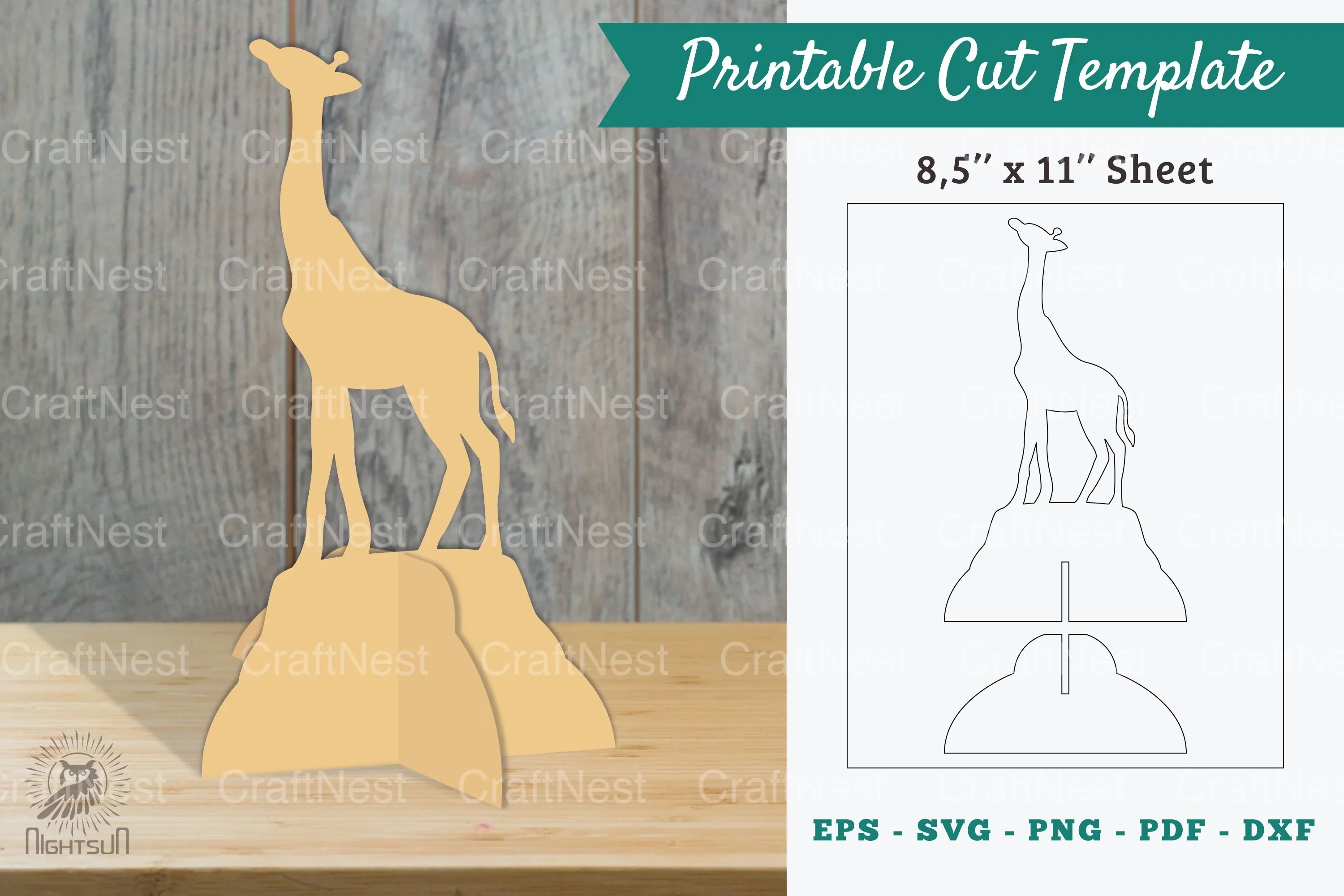 Giraffe Printable Cut Template Bundle