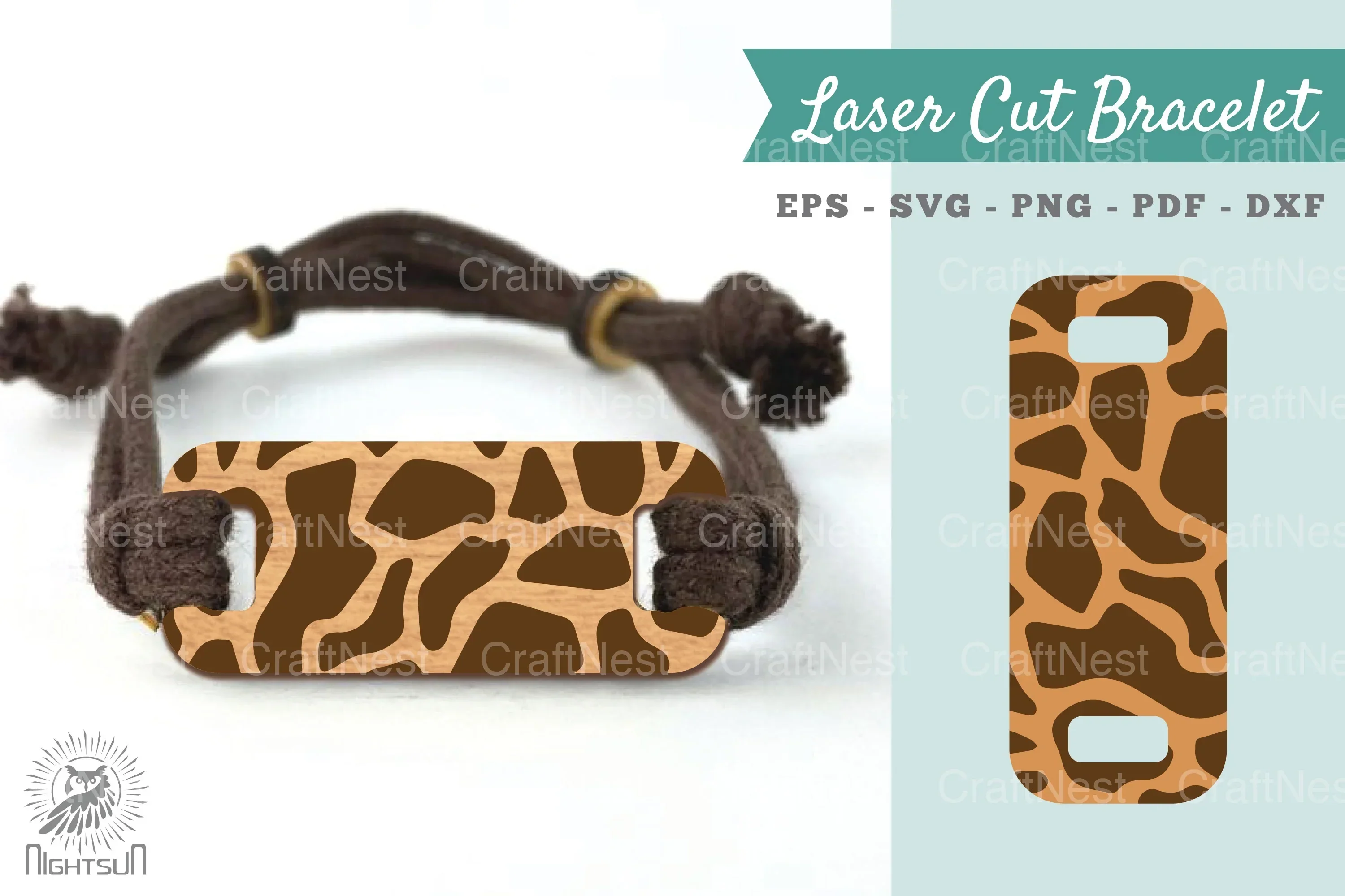 Giraffe Texture Laser Cut Bracelet Design Bundle