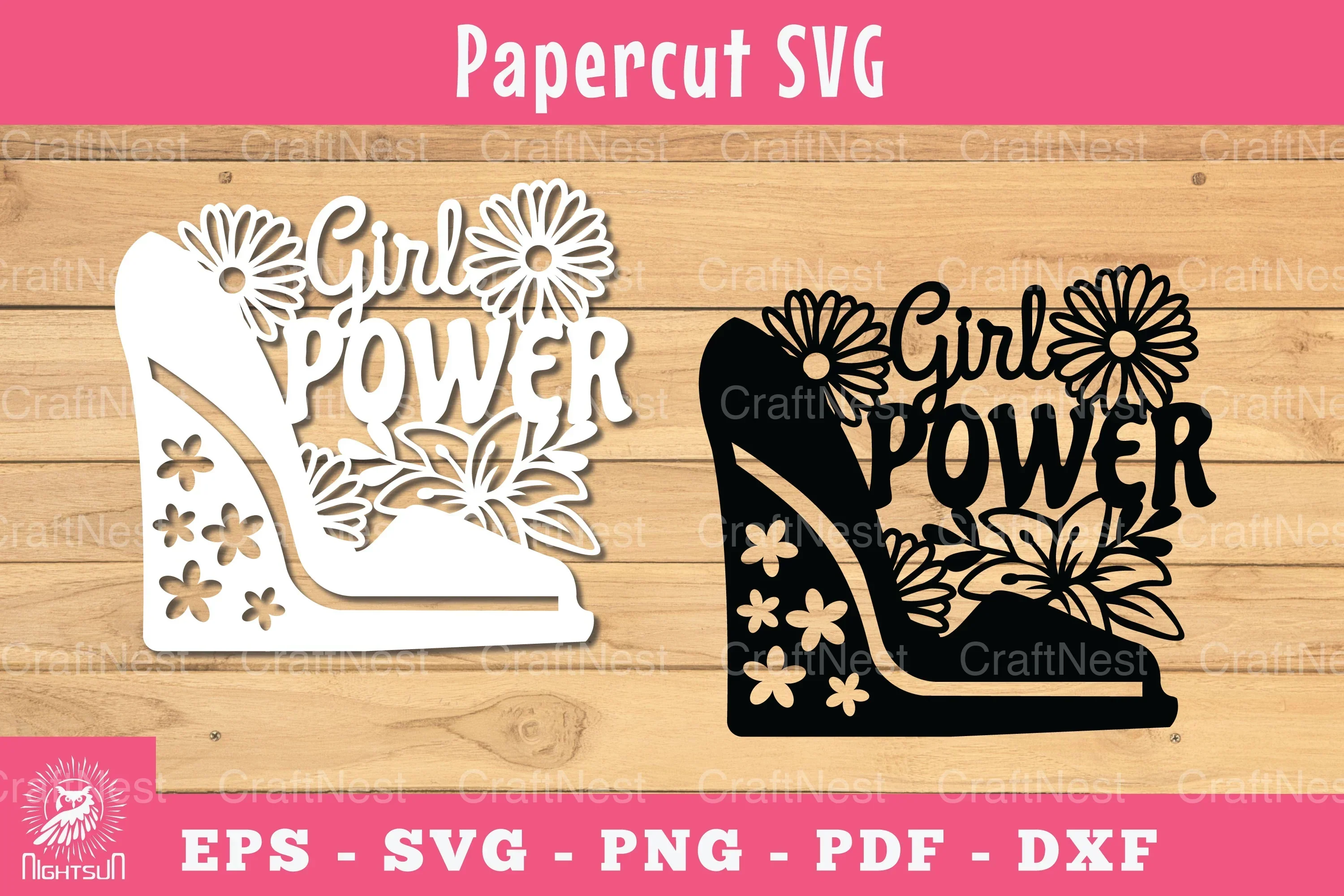 Girl Power Papercut & Flower Heels SVG Bundle