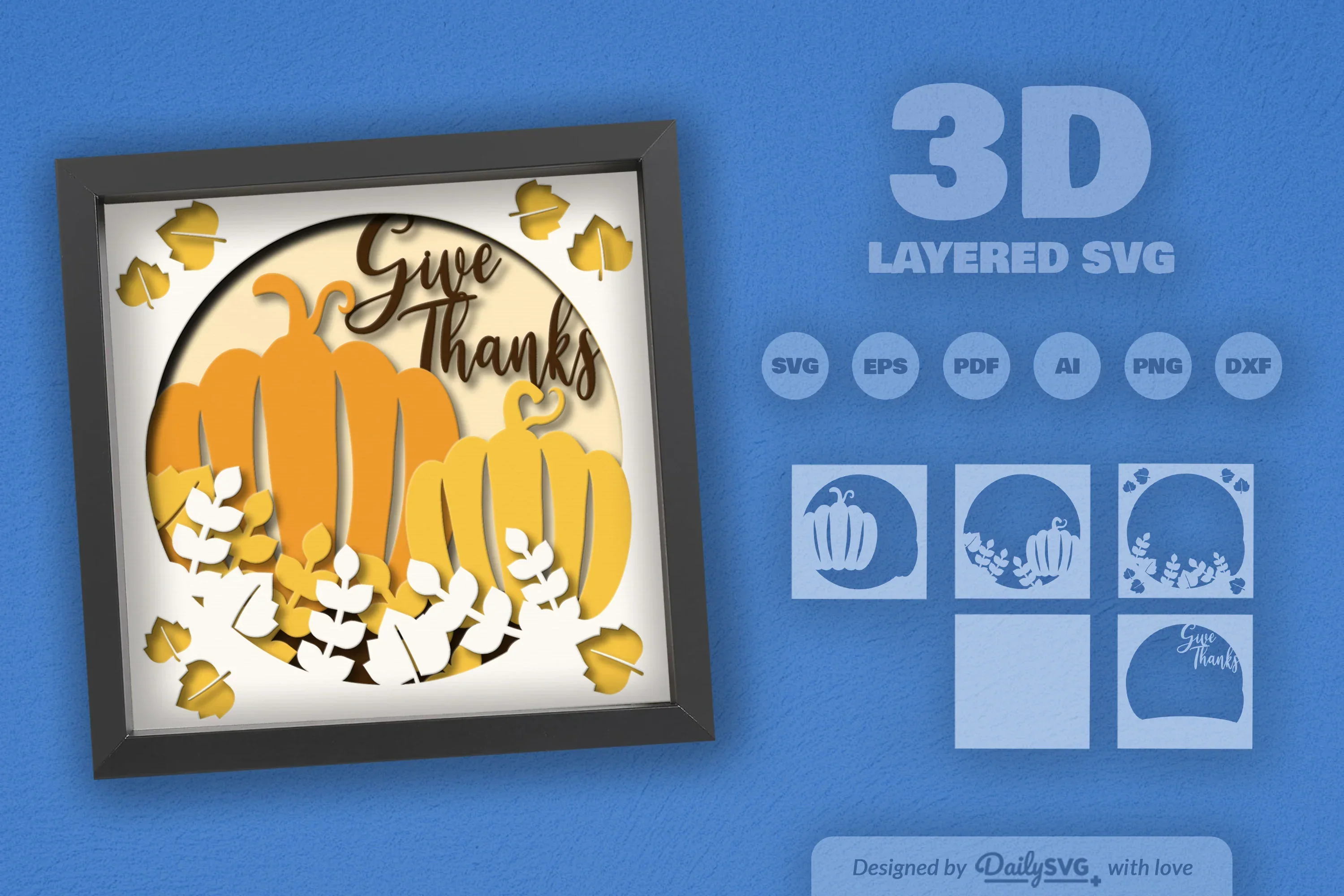 Give Thanks 3D Papercut SVG Bundle - Image 2