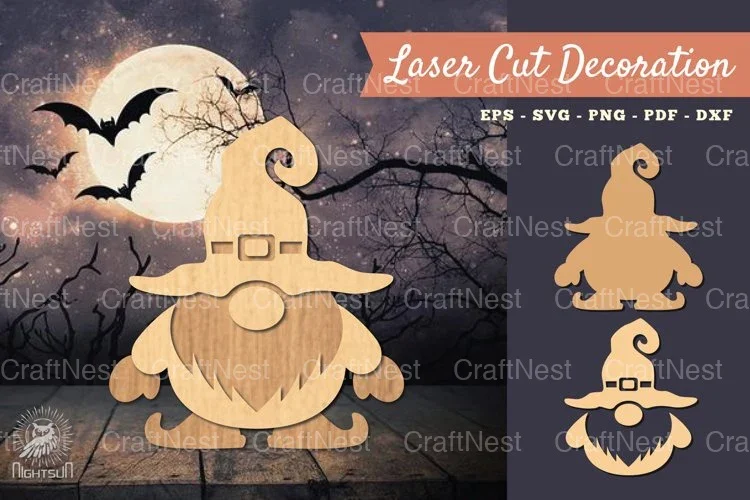 Gnome Halloween Laser Cut Decoration Clipart Bundle
