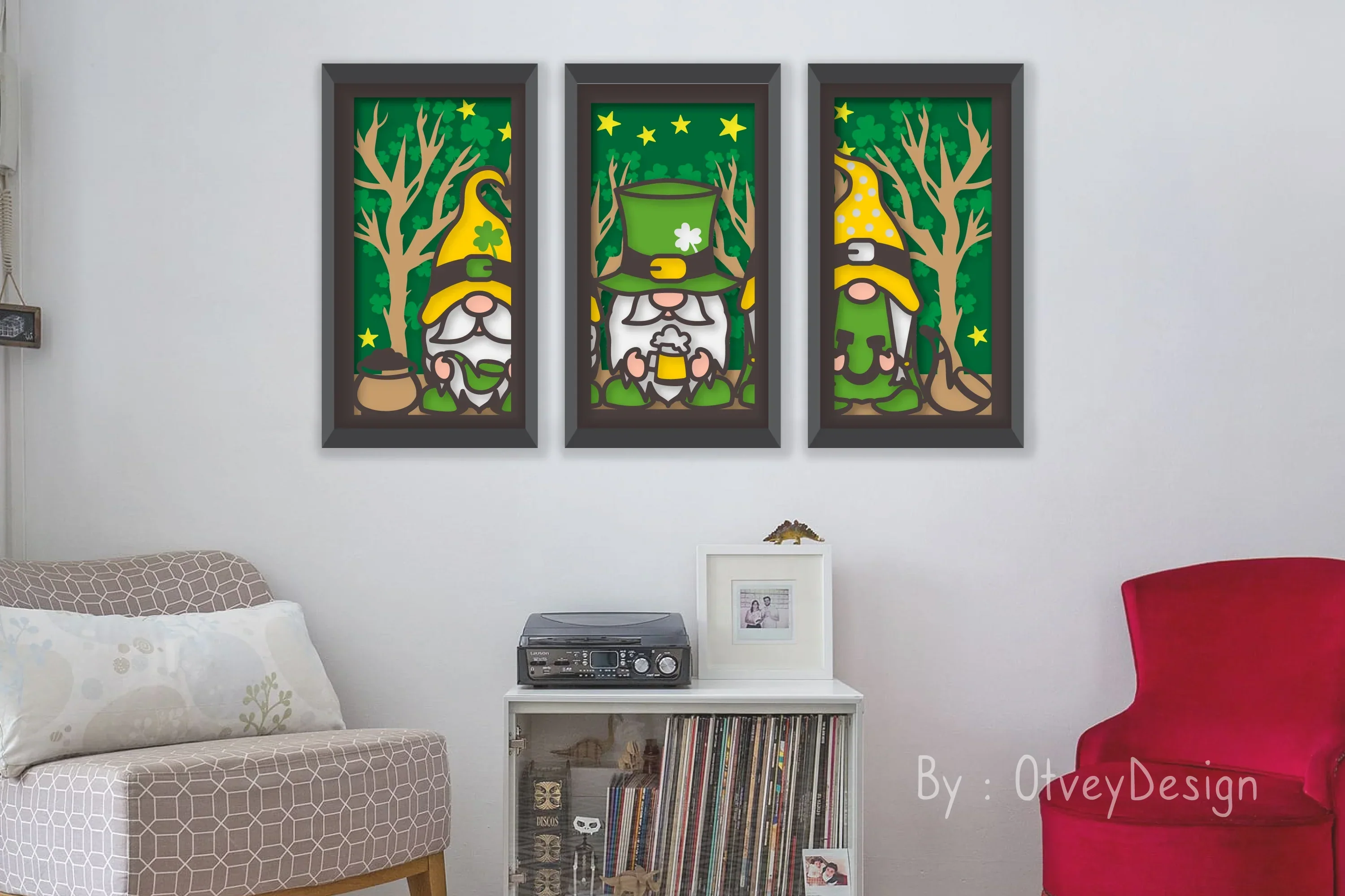 Gnome St. Patrick's Day 3D Layered Papercut SVG Bundle - Image 2